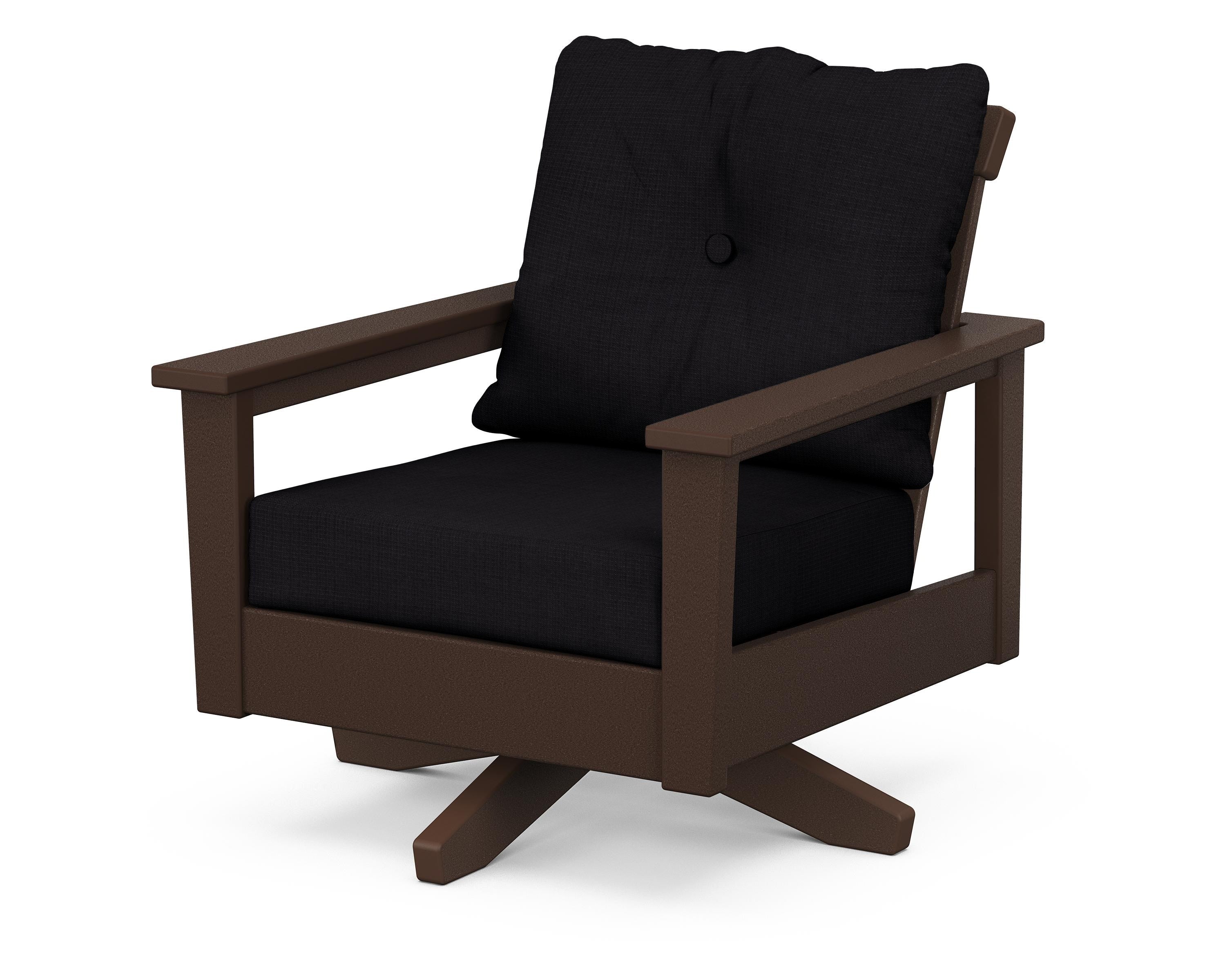 POLYWOOD® Prescott Deep Seating Swivel Chair in Mahogany / Midnight Linen
