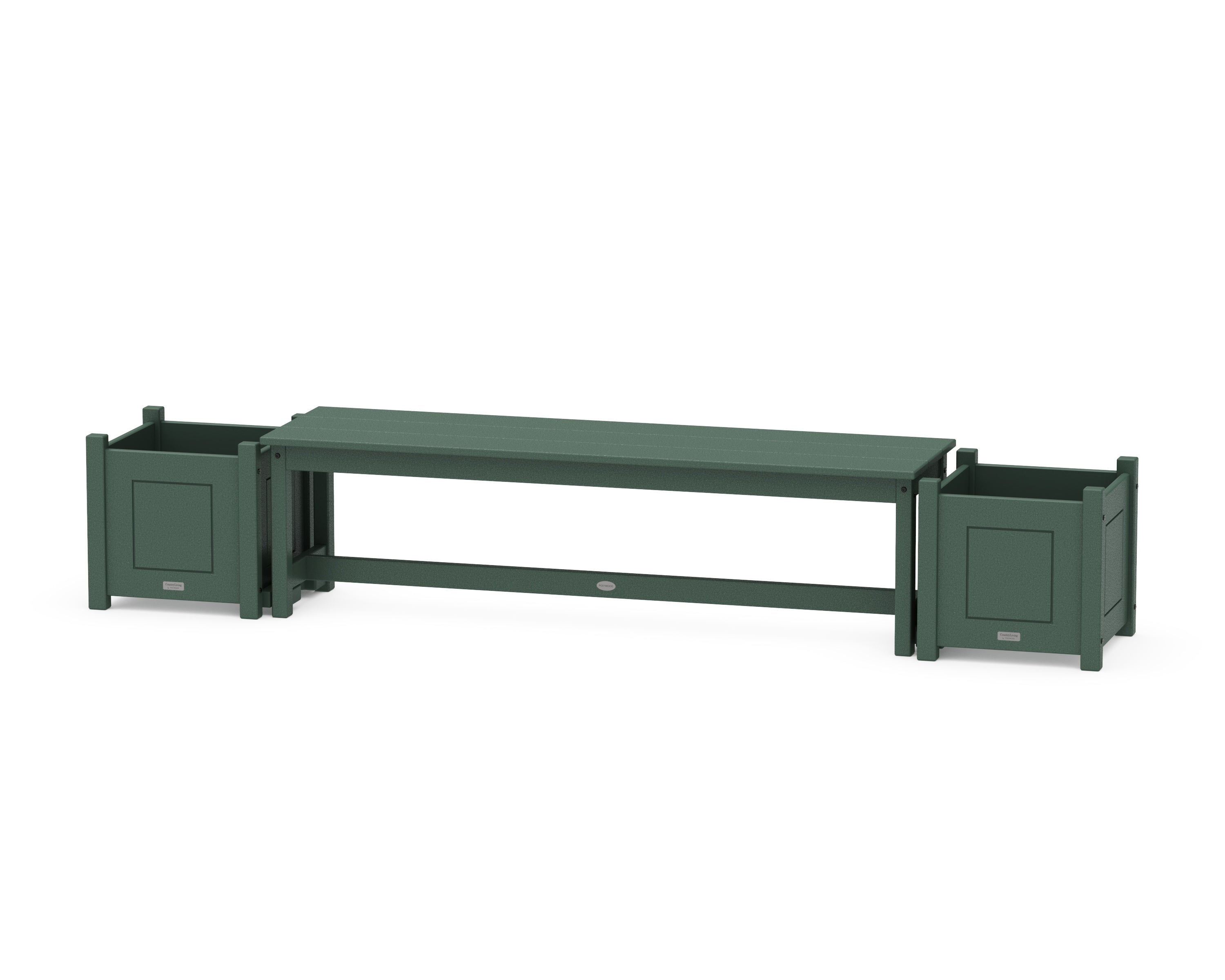 Country Living 60" Country Living Straight Planter Bench Set in Green