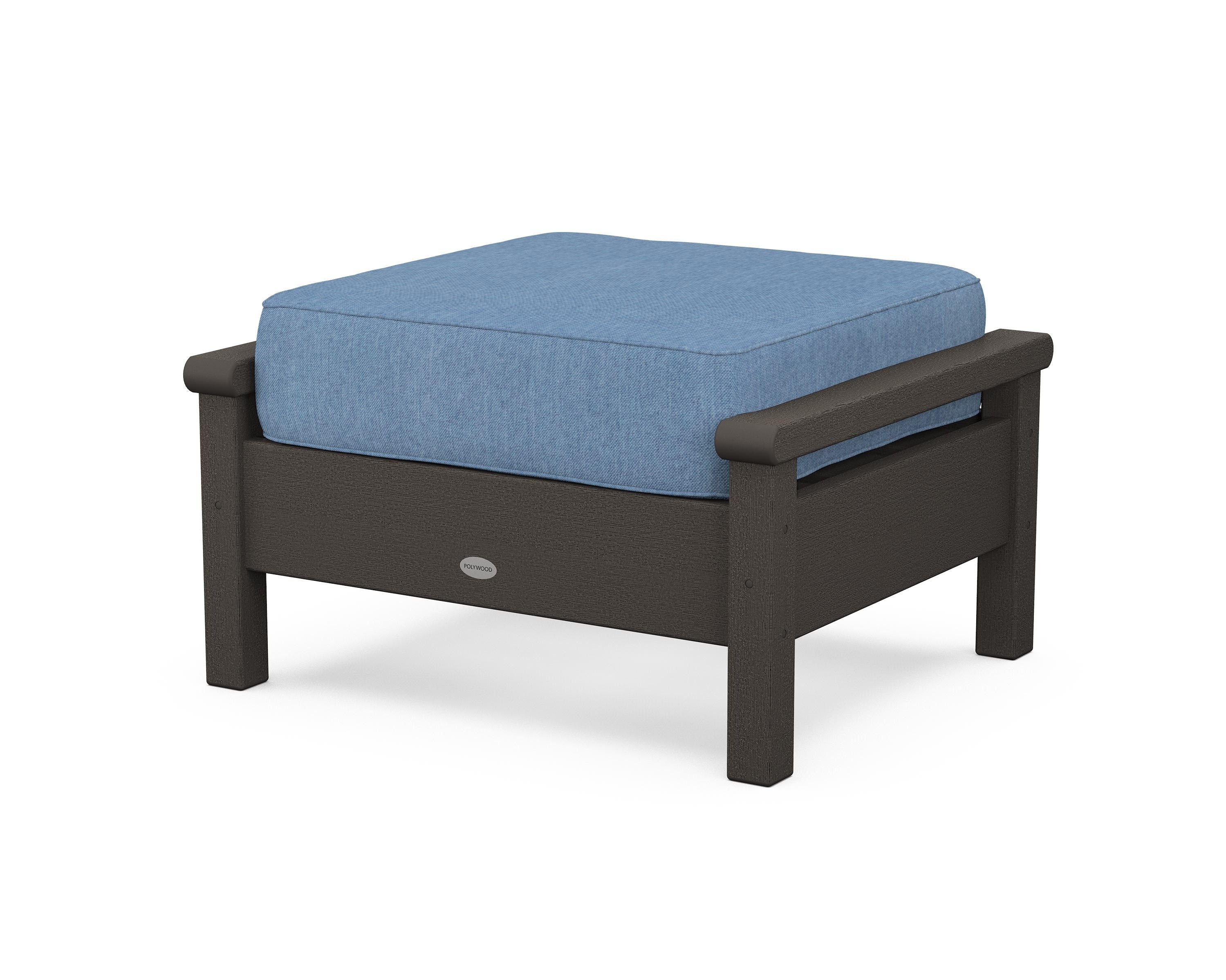 POLYWOOD® Harbour Deep Seating Ottoman in Vintage Coffee / Sky Blue
