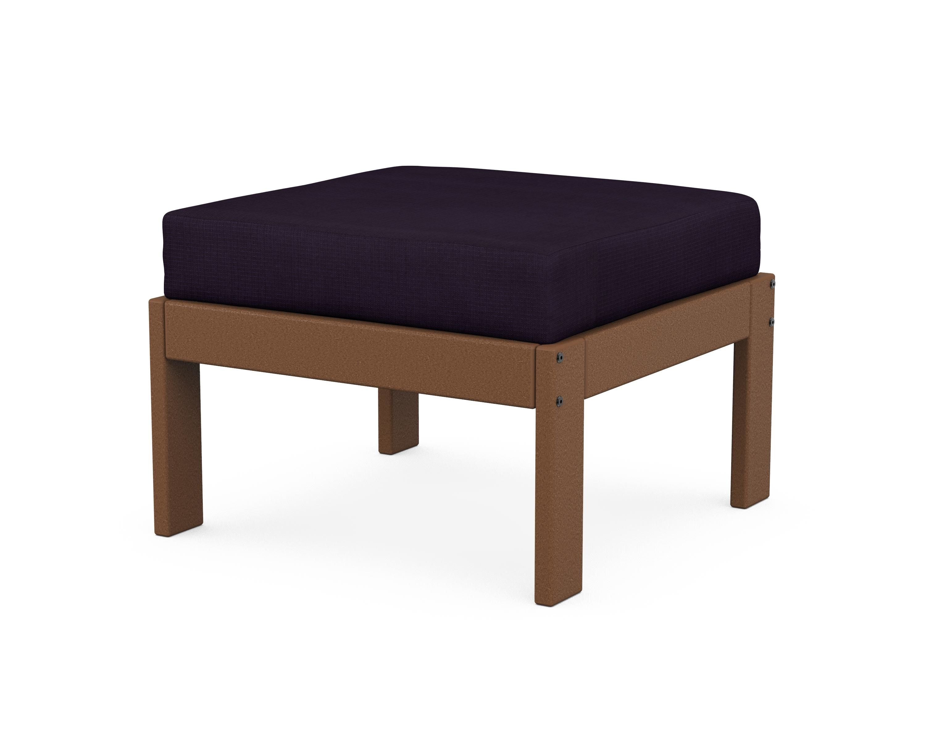 POLYWOOD® Vineyard Modular Ottoman in Teak / Navy Linen
