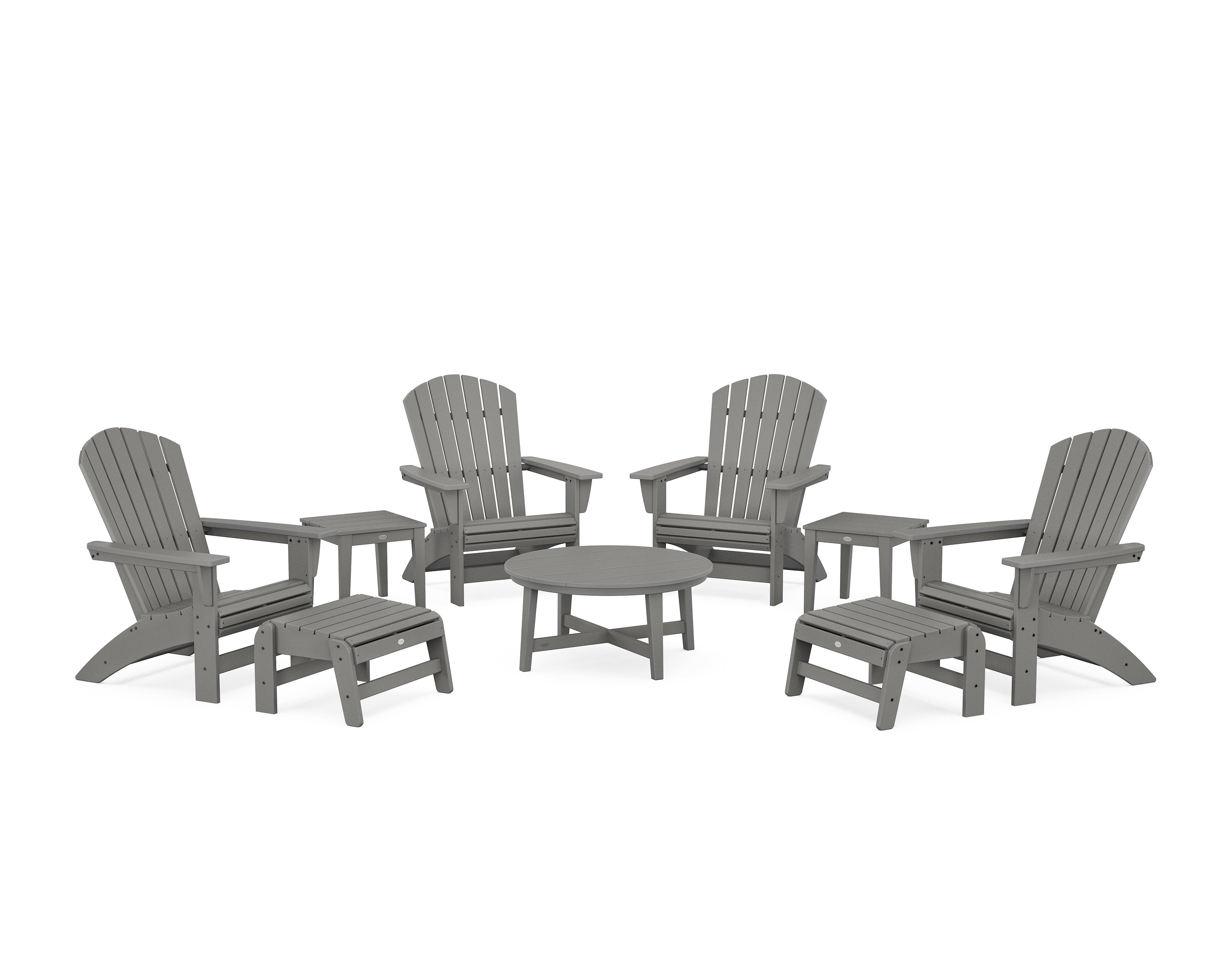 POLYWOOD® Nautical Grand Adirondack 9-Piece Conversation Set in Slate Grey