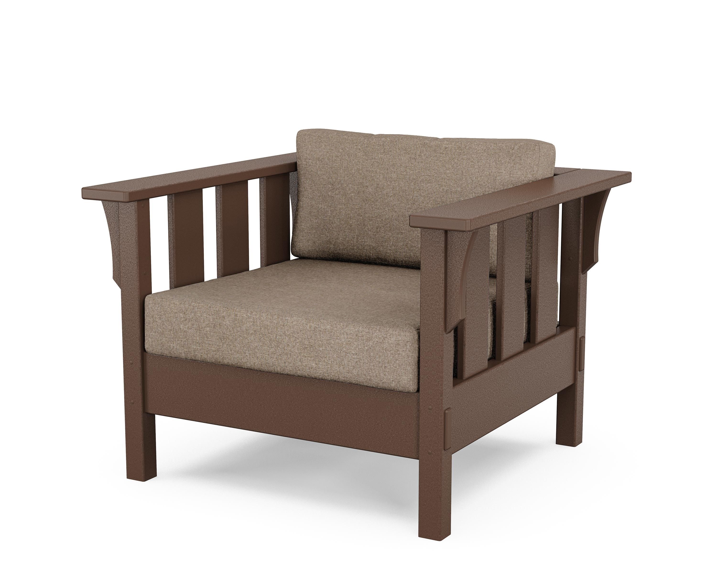 Martha Stewart by POLYWOOD® Acadia Deep Seating Chair in Mahogany / Spiced Burlap