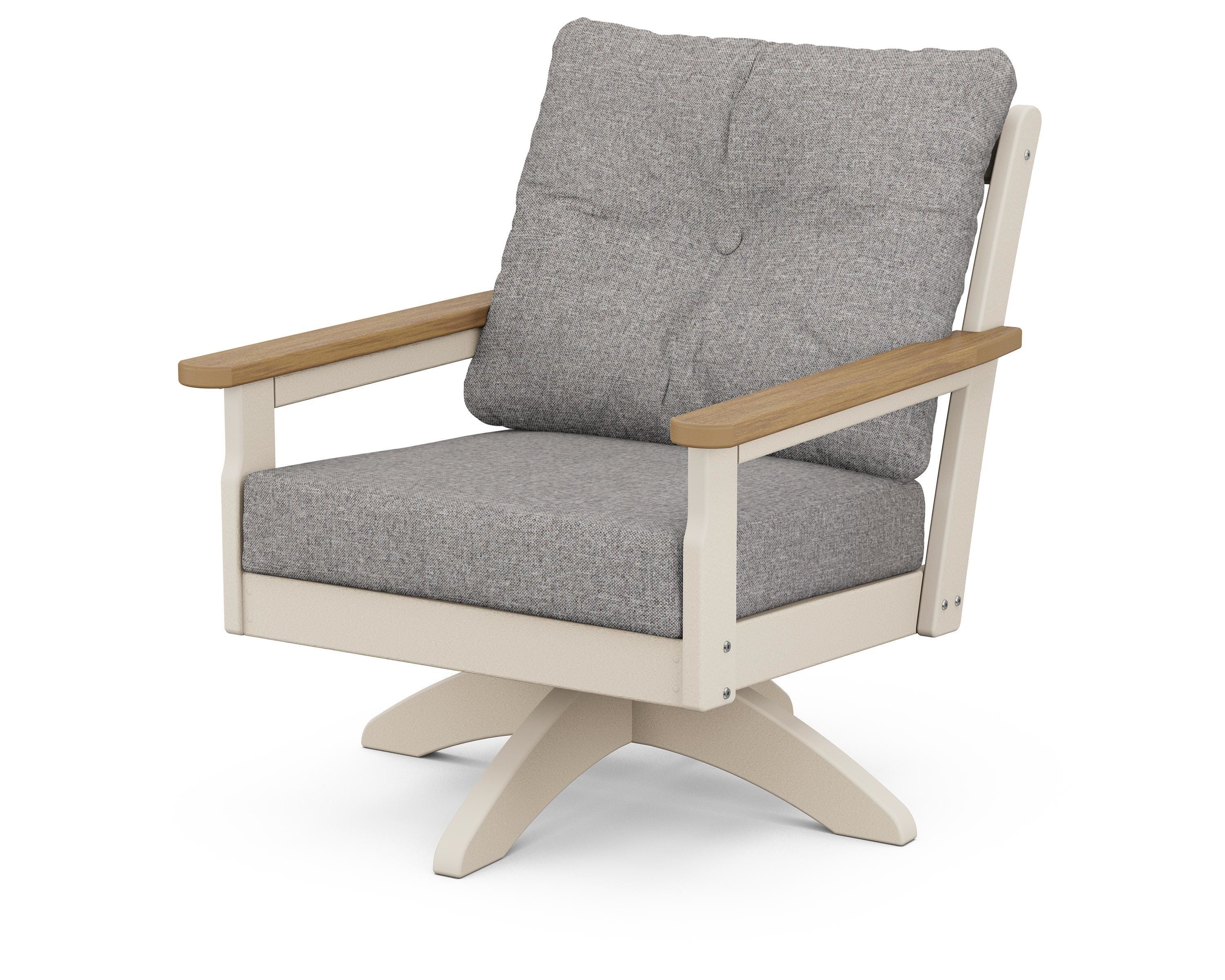 POLYWOOD® Vineyard Deep Seating Swivel Chair in Sand / Natural / Grey Mist