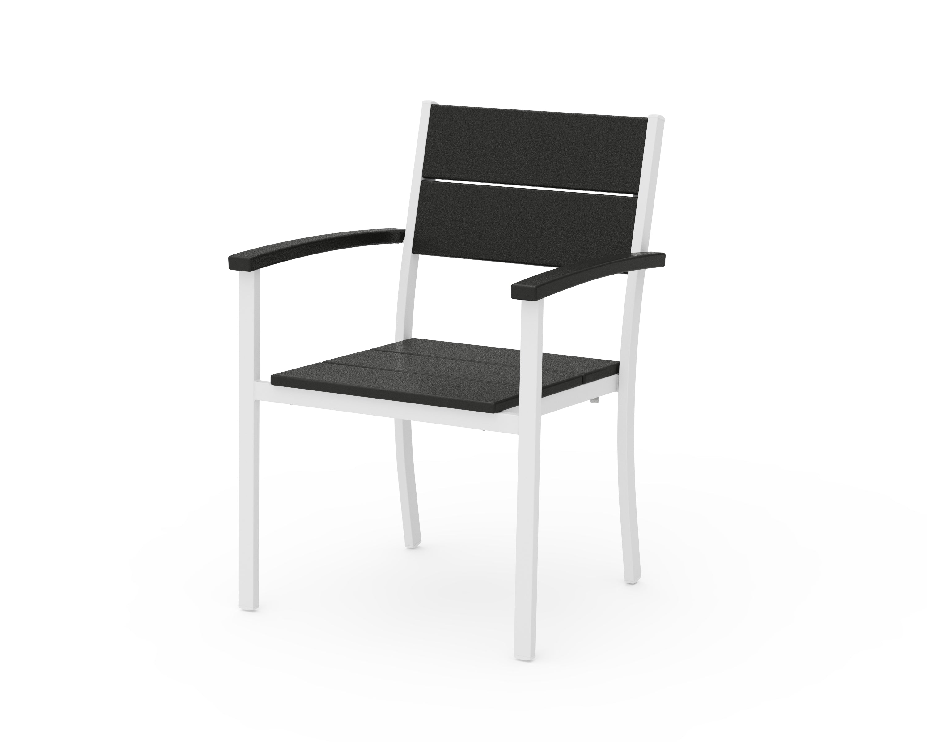 POLYWOOD® Main Street Stacking Dining Arm Chair in White / Black