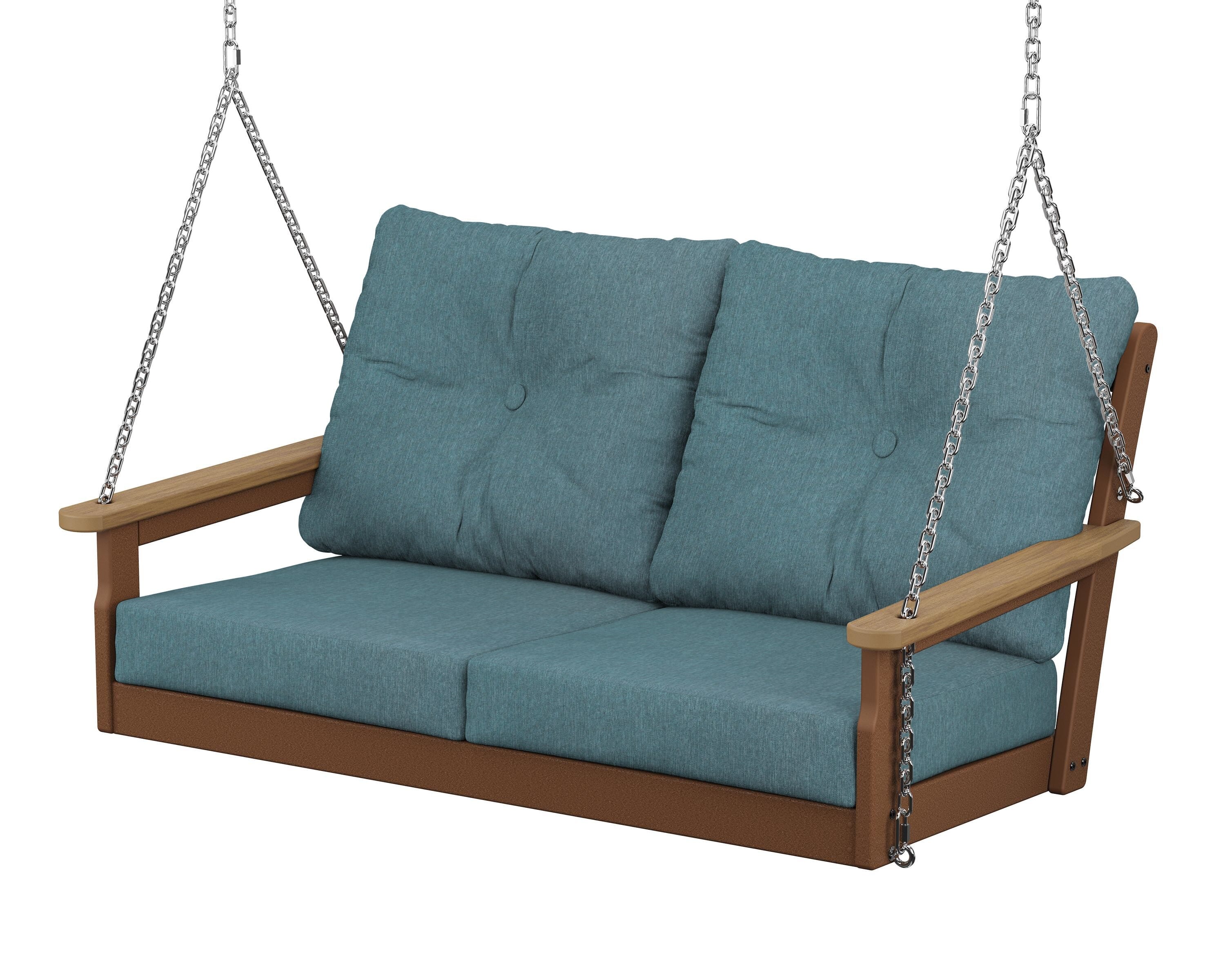 POLYWOOD® Vineyard Deep Seating Swing in Teak / Natural / Ocean Teal