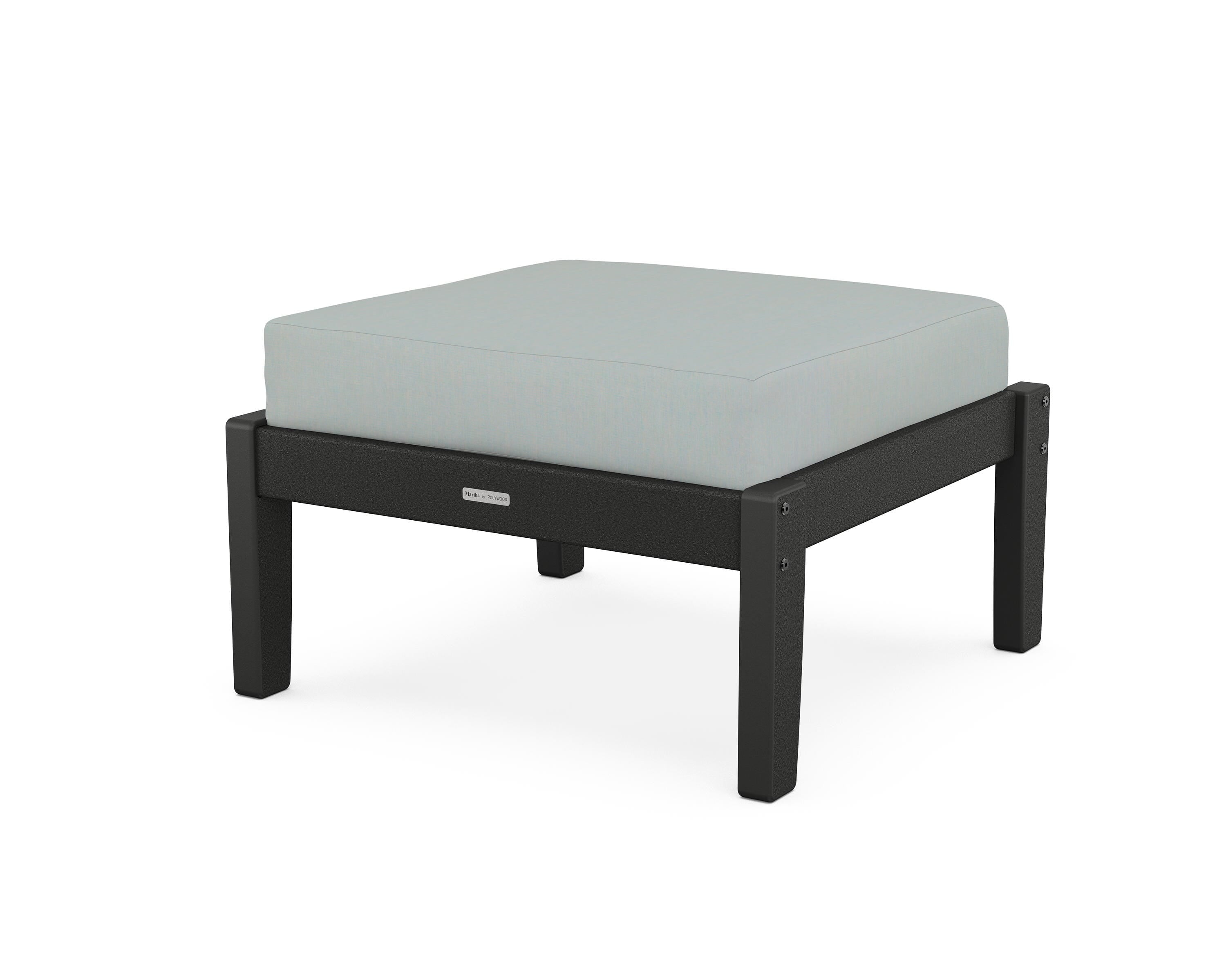 Martha Stewart by POLYWOOD® Chinoiserie Deep Seating Ottoman in Black / Spa
