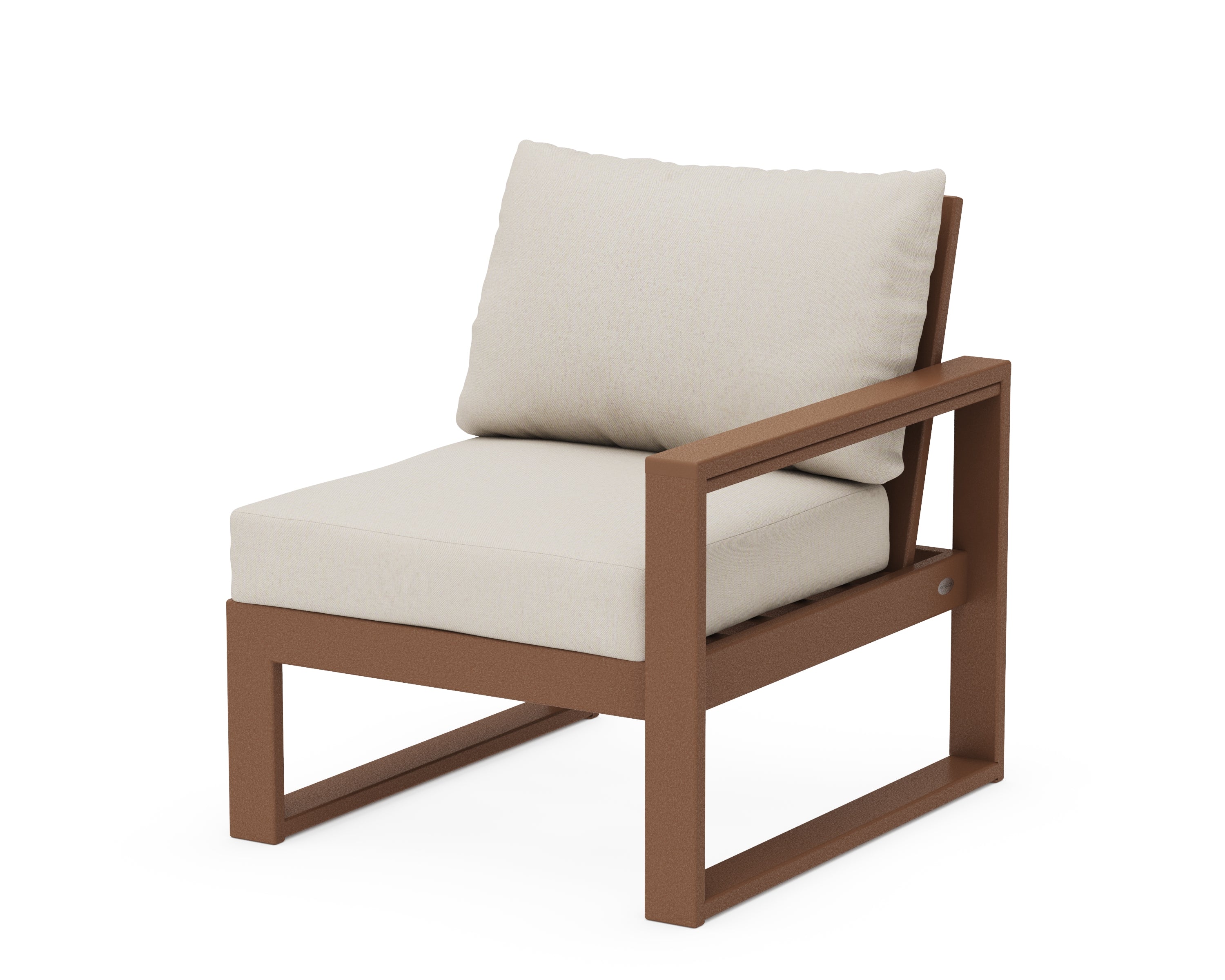 POLYWOOD® EDGE Modular Right Arm Chair in Teak / Dune Burlap