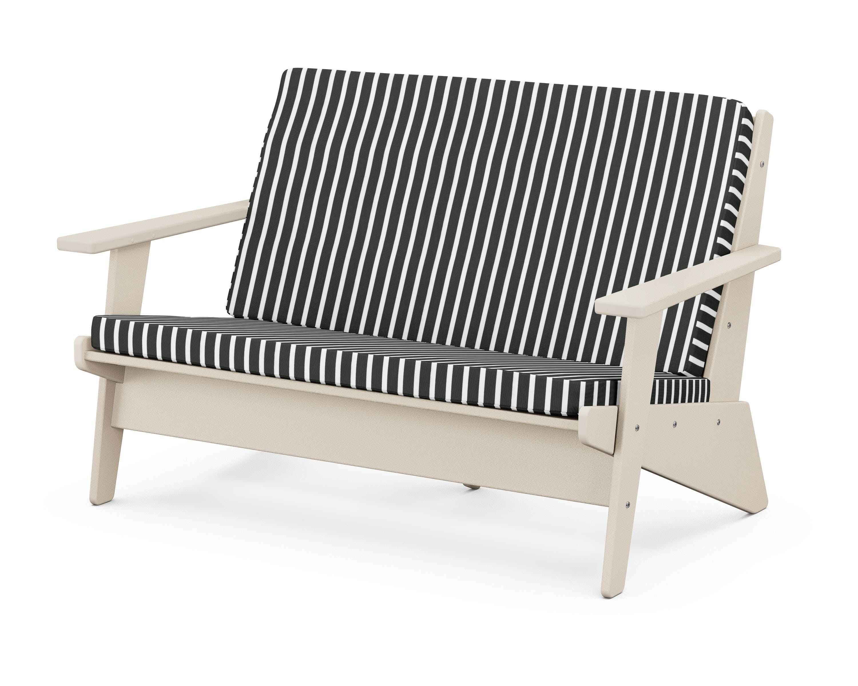 POLYWOOD® Riviera Modern Lounge Loveseat in Sand / Shore Classic