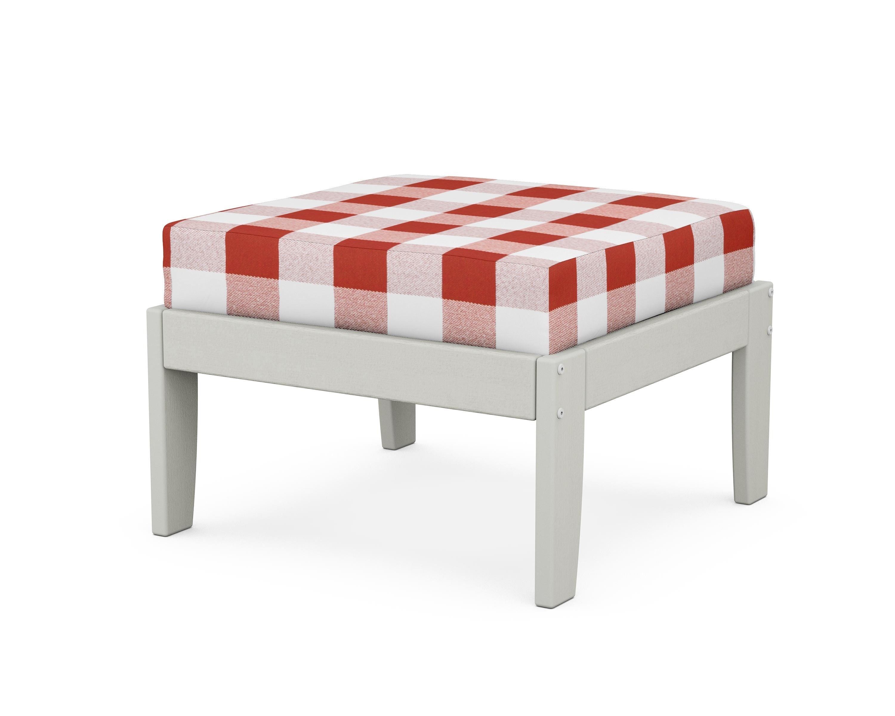 Unbranded Modular Ottoman - Classic in Vintage White / Buffalo Plaid Crimson