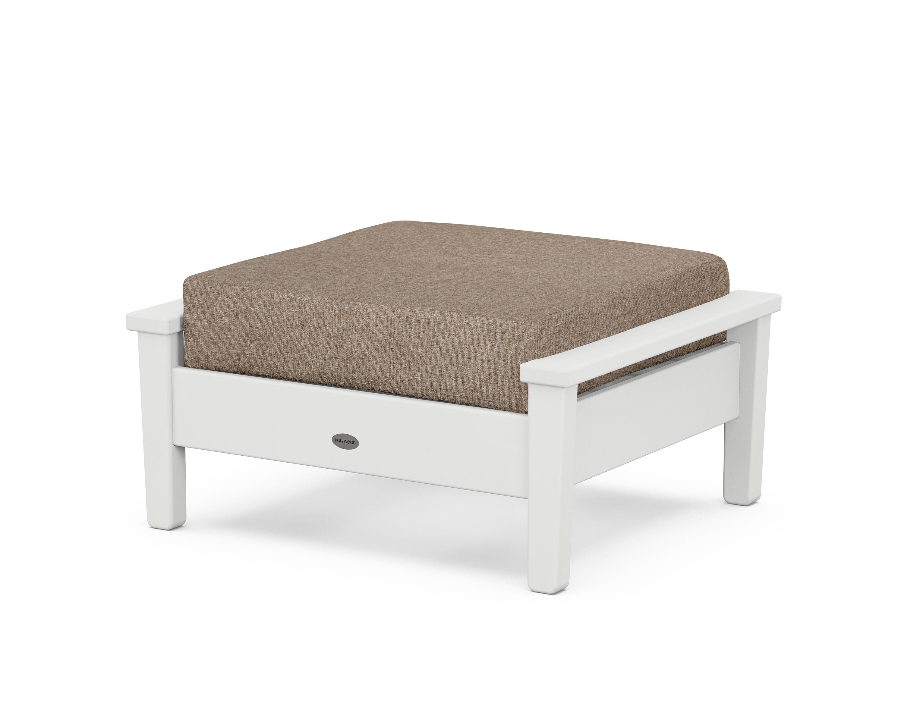 POLYWOOD® Prescott Deep Seating Ottoman in White / Spiced Burlap