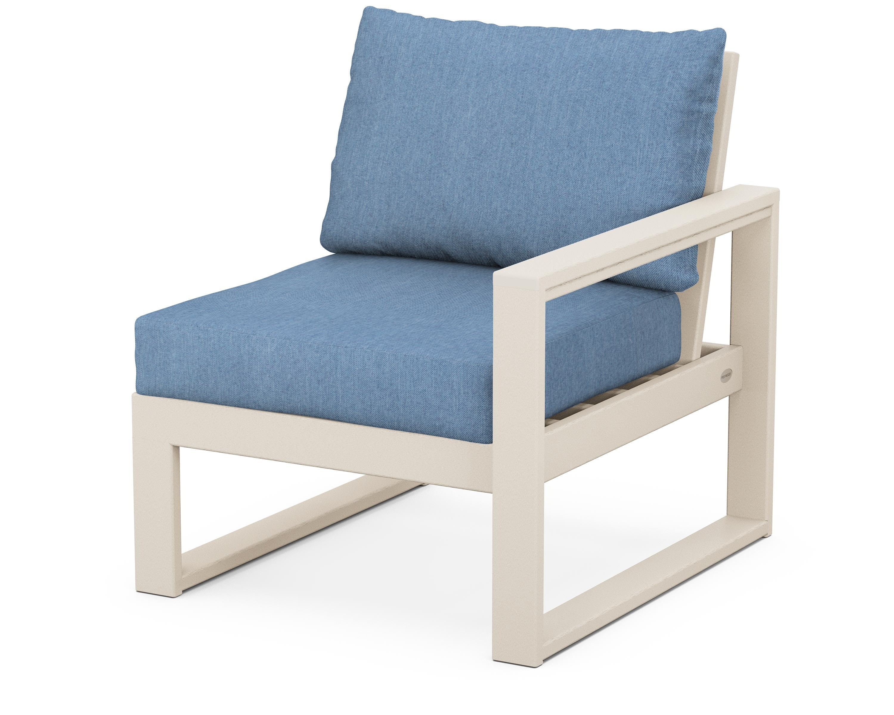POLYWOOD® EDGE Modular Right Arm Chair in Sand / Sky Blue
