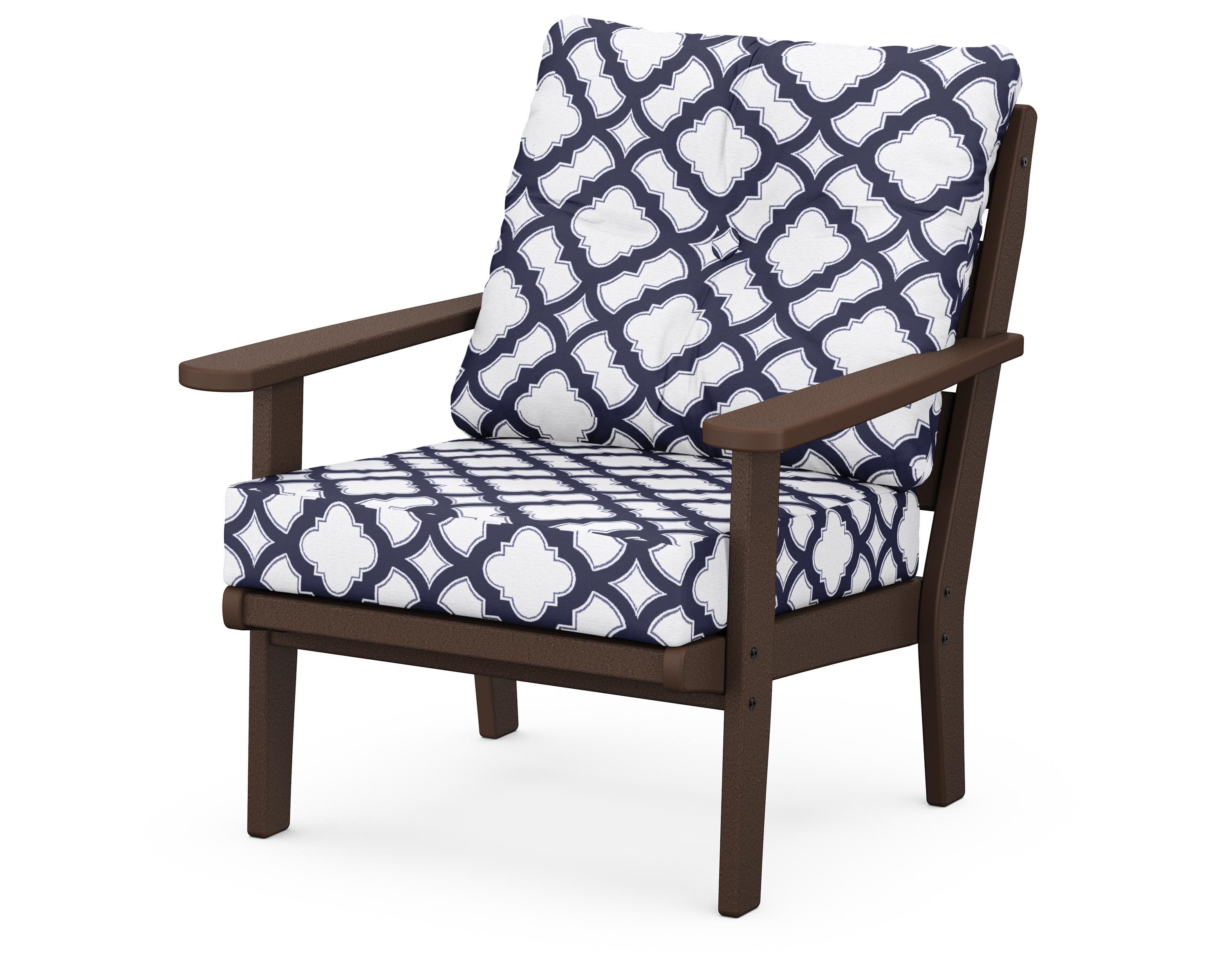 POLYWOOD® Lakeside Deep Seating Chair in Mahogany / Trellis Navy