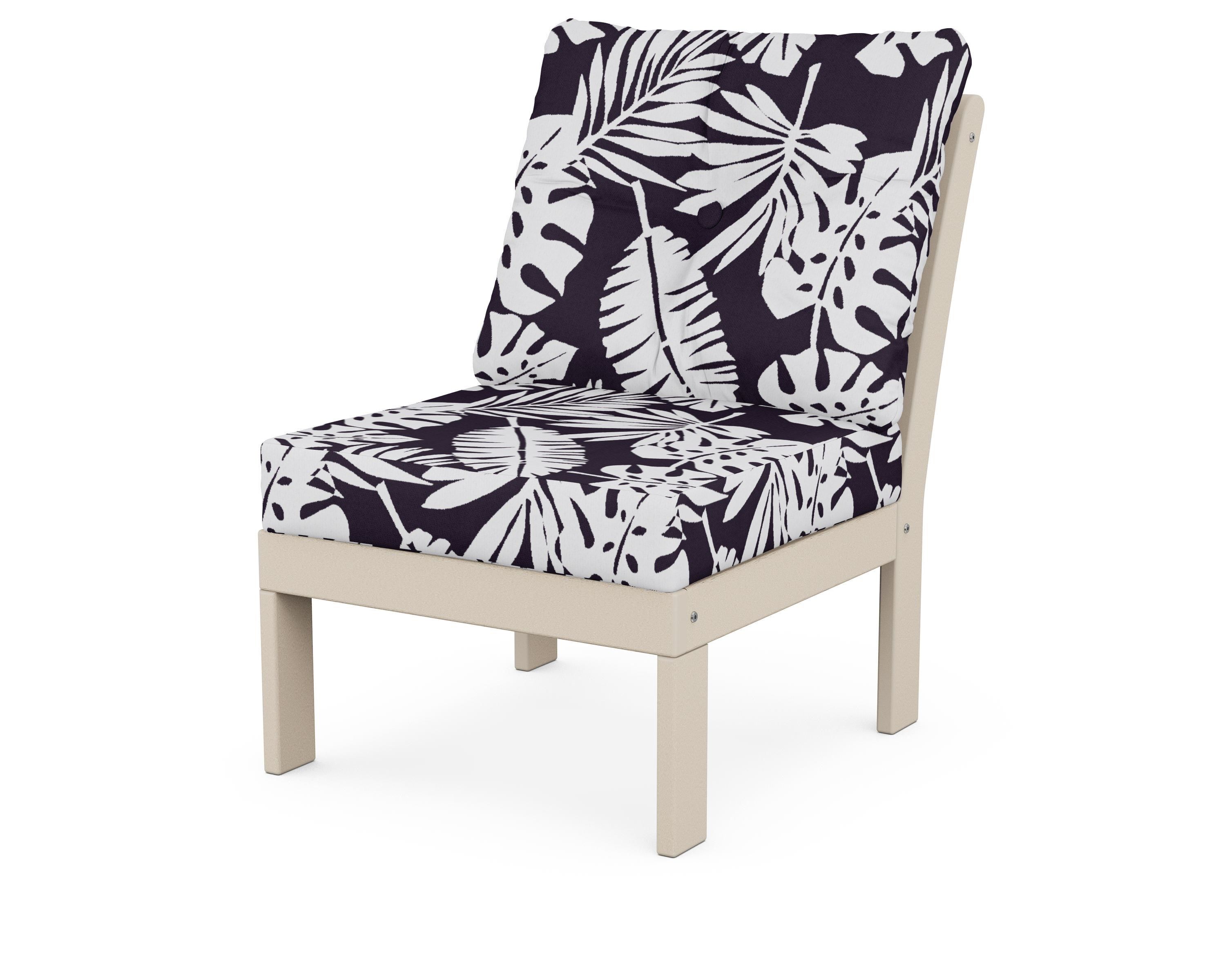 POLYWOOD® Vineyard Modular Armless Chair in Sand / Leaf Navy
