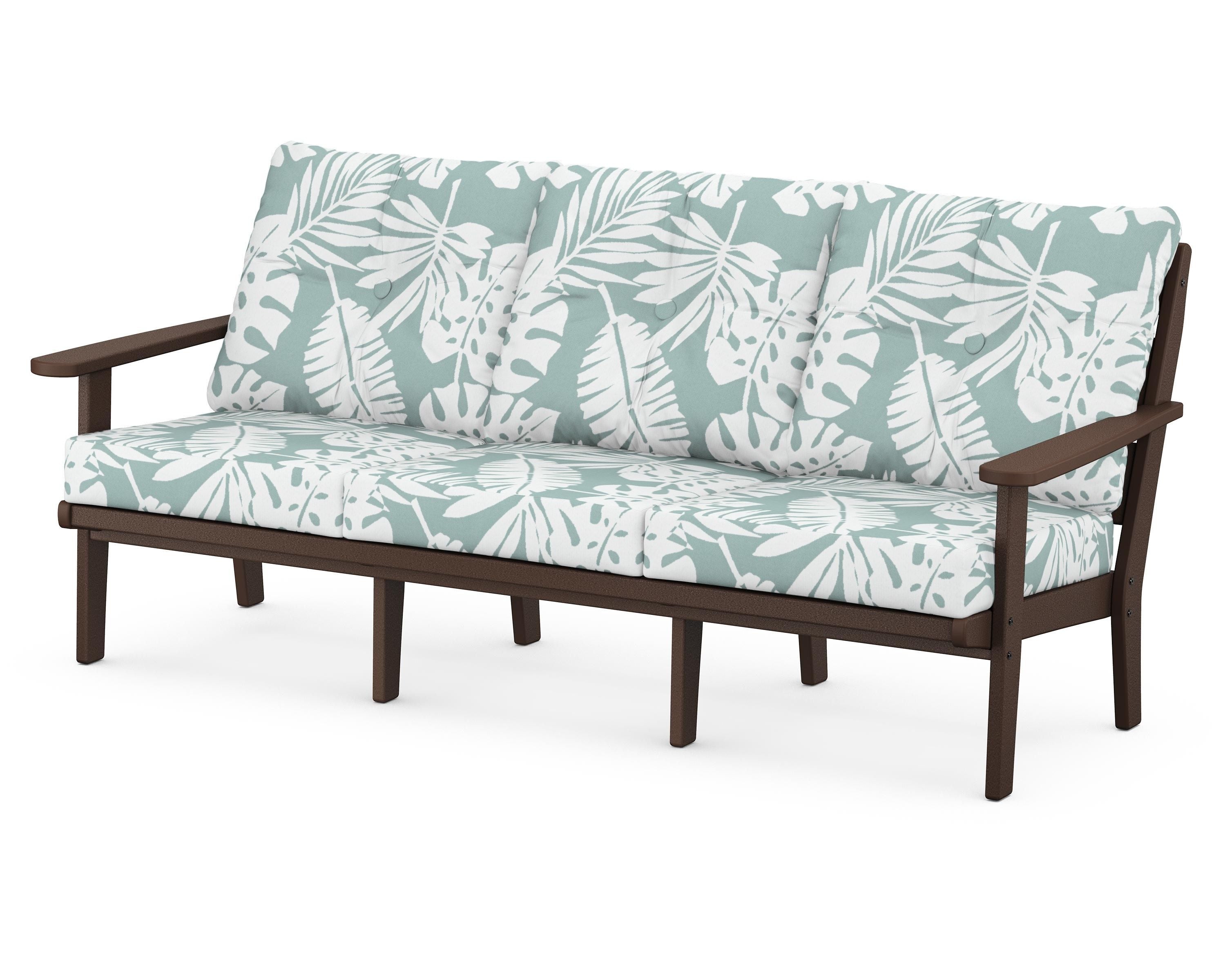 POLYWOOD® Lakeside Deep Seating Sofa in Mahogany / Leaf Glacier Spa