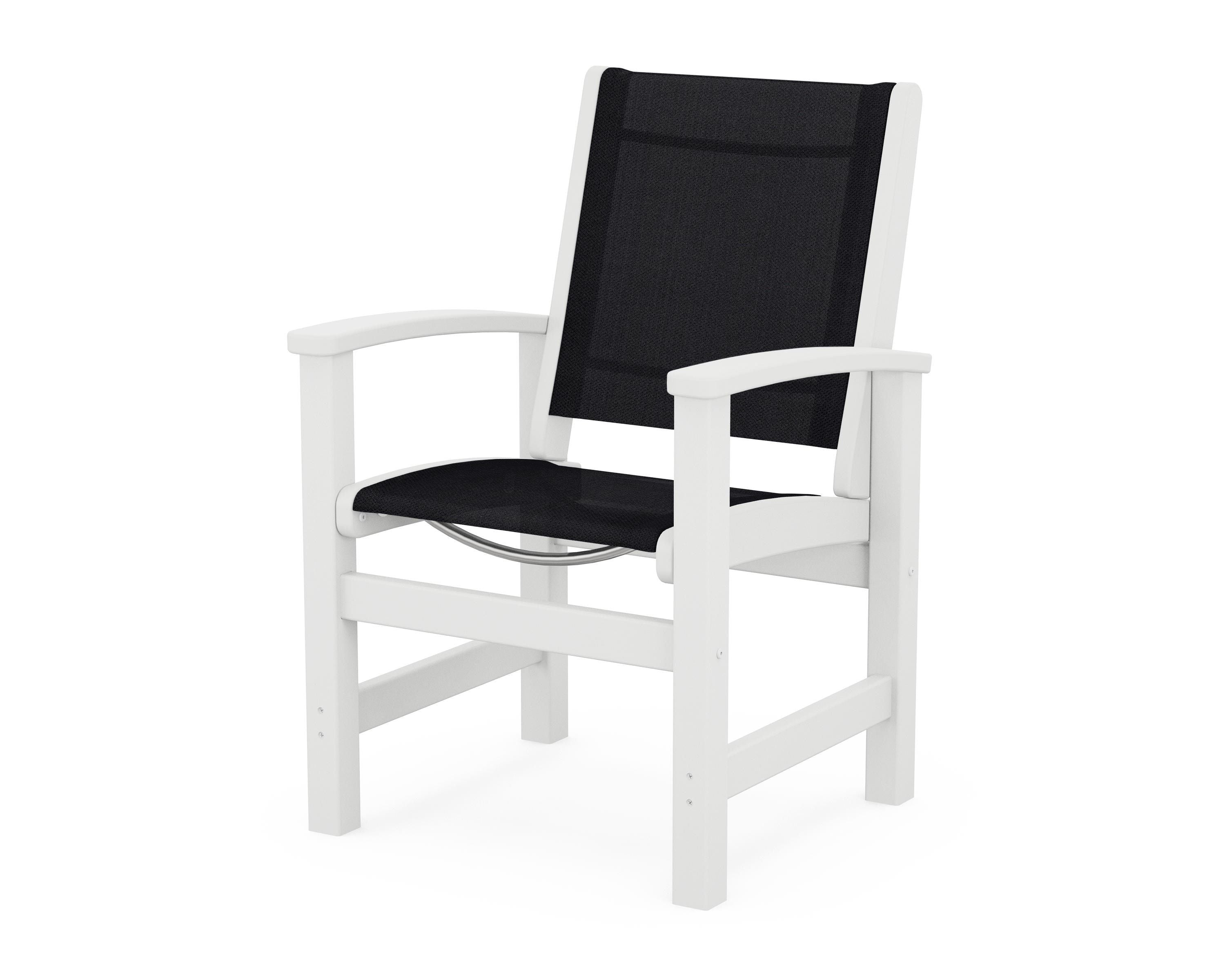 POLYWOOD® Coastal Dining Chair in White / Black Sling