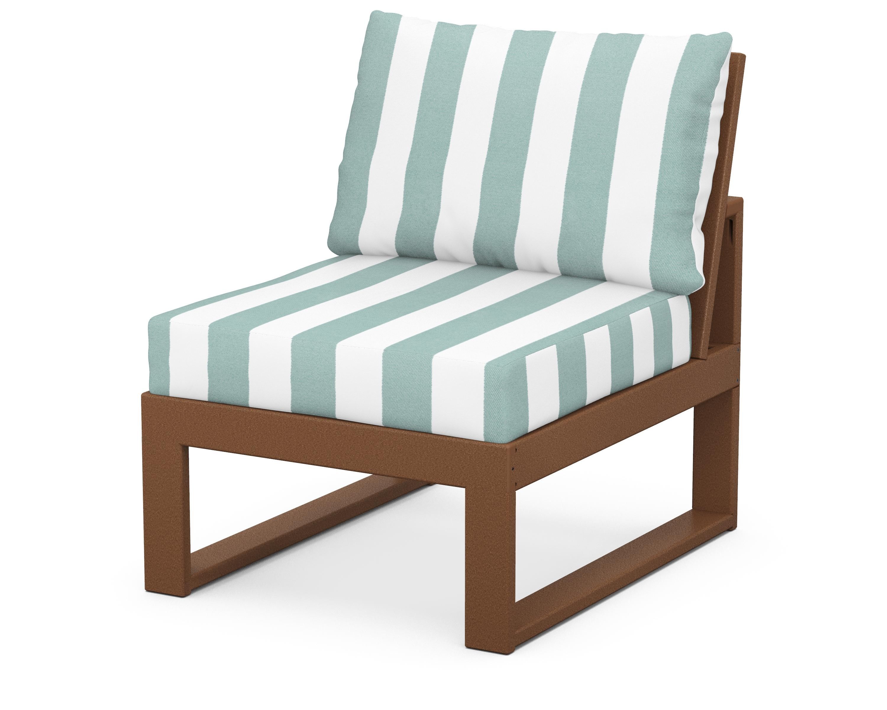 Unbranded Modular Armless Chair in Teak / Cabana Stripe Glacier Spa