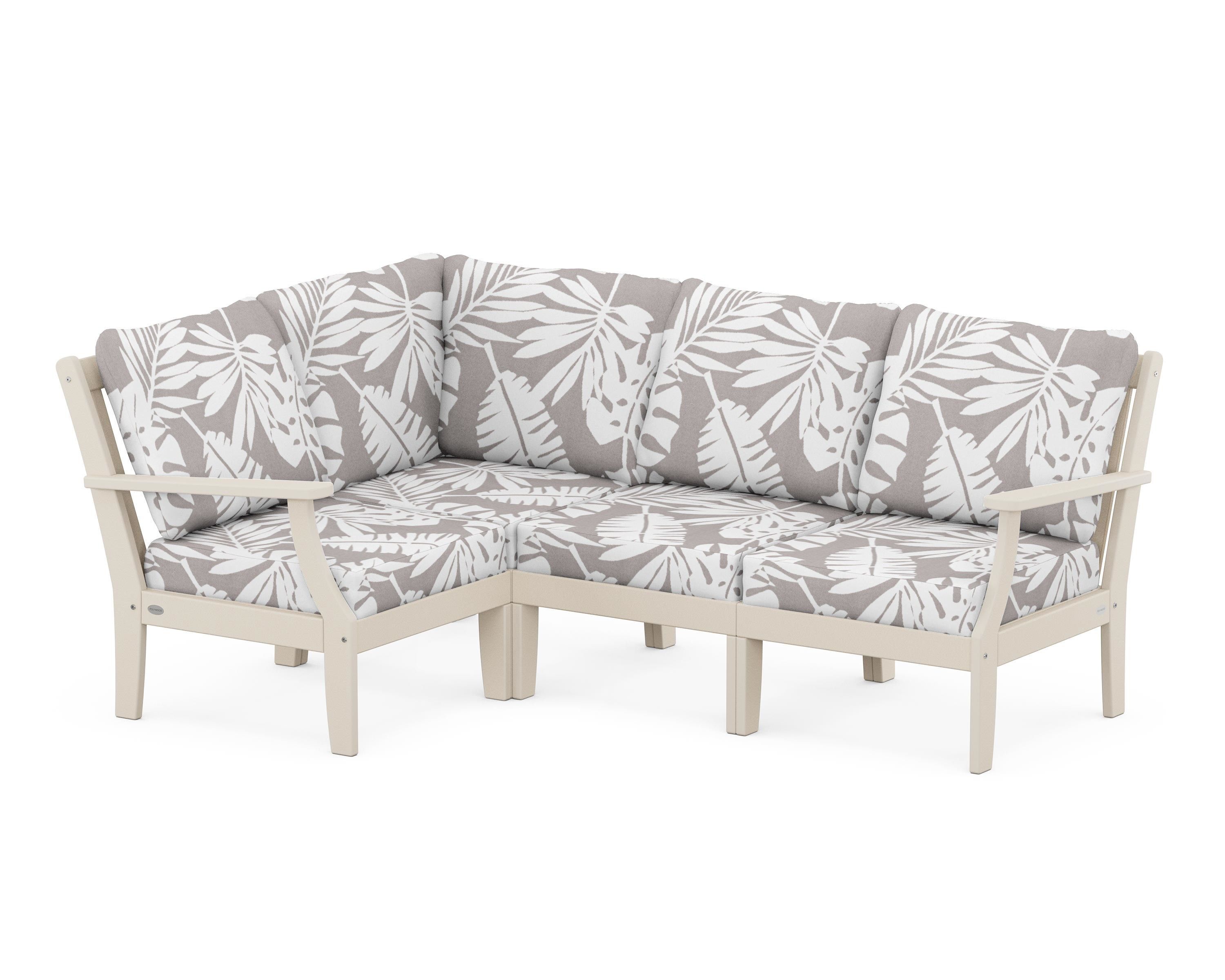 POLYWOOD® Braxton Modular 4-Piece Deep Seating Set in Sand / Leaf Grey Mist