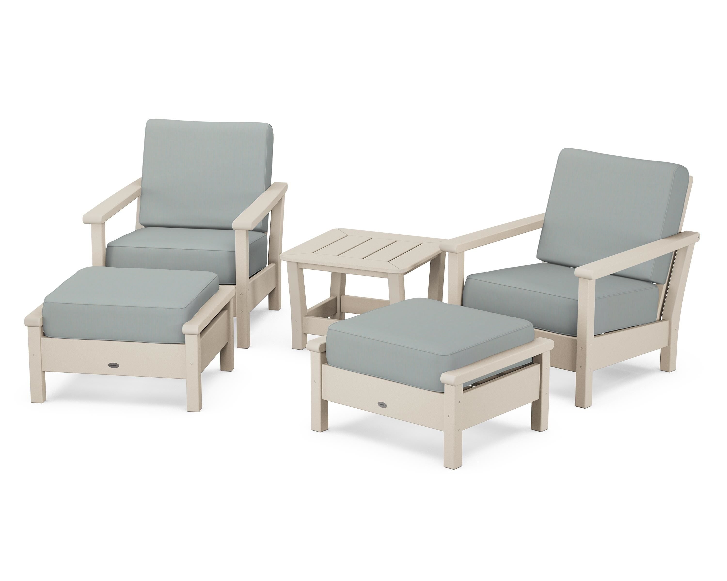POLYWOOD® Harbour 5-Piece Deep Seating Chair Set in Sand / Spa