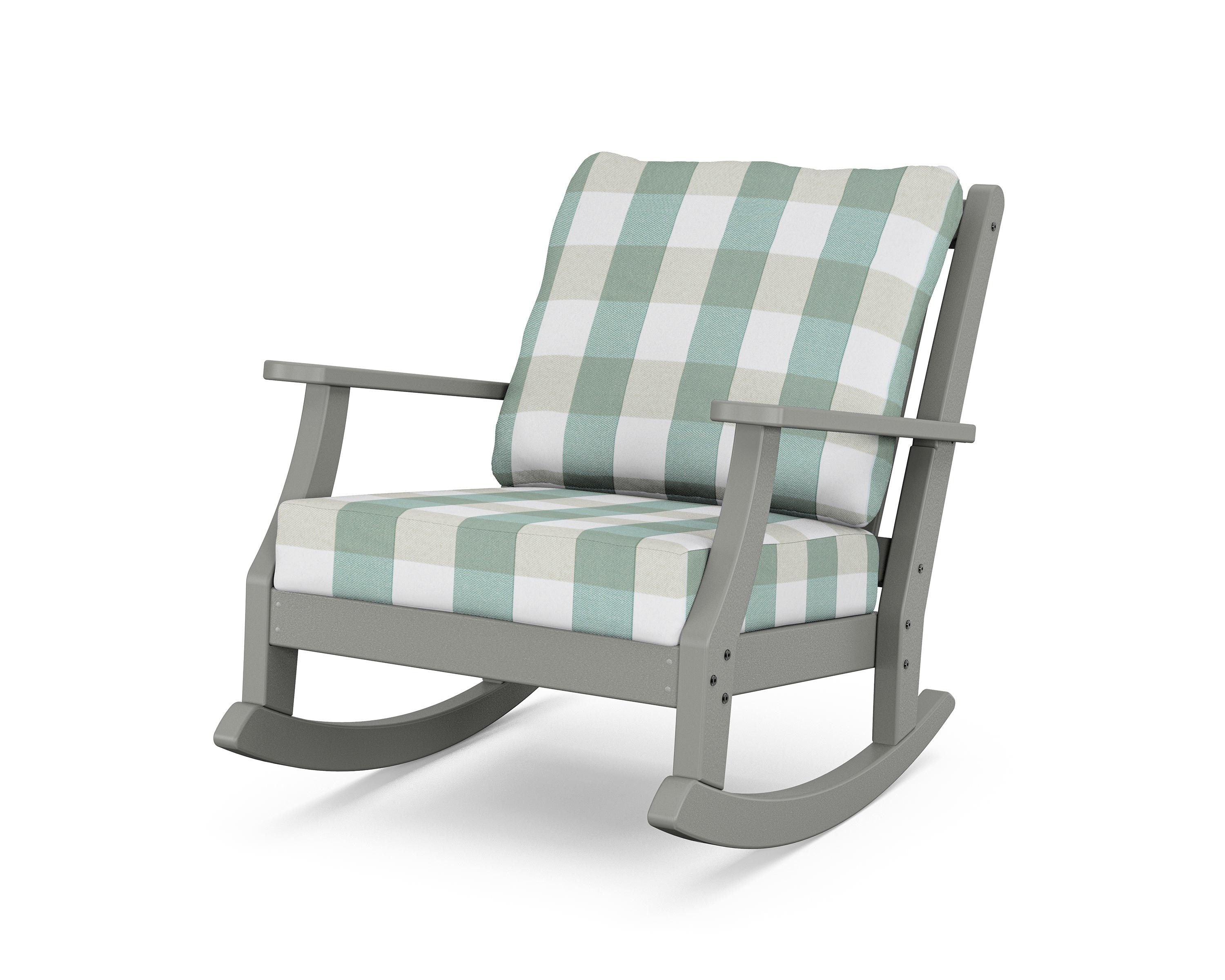 Country Living Wovendale Deep Seating Rocking Chair in Slate Grey / Buffalo Plaid Glacier Spa