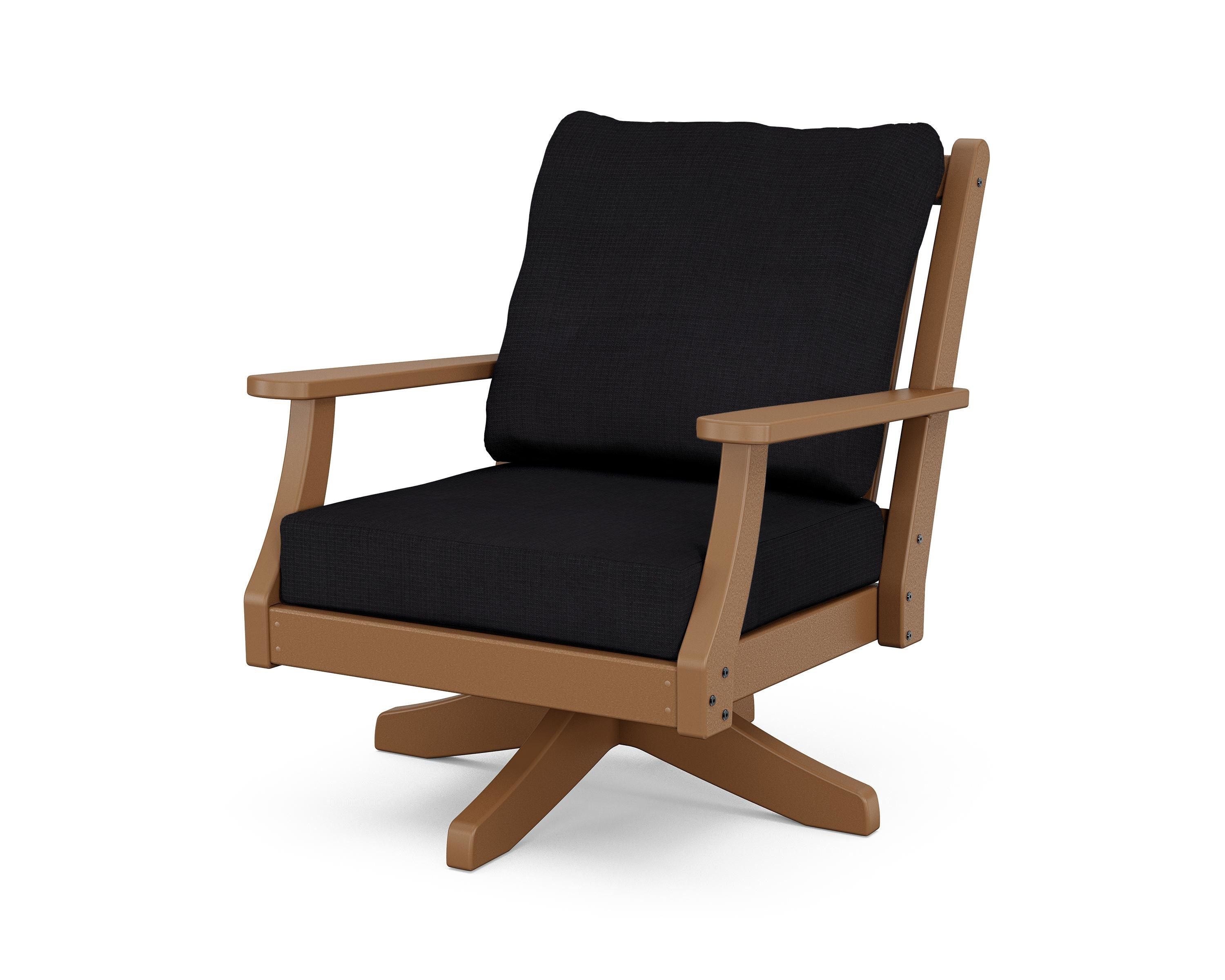 Country Living Wovendale Deep Seating Swivel Chair in Teak / Midnight Linen