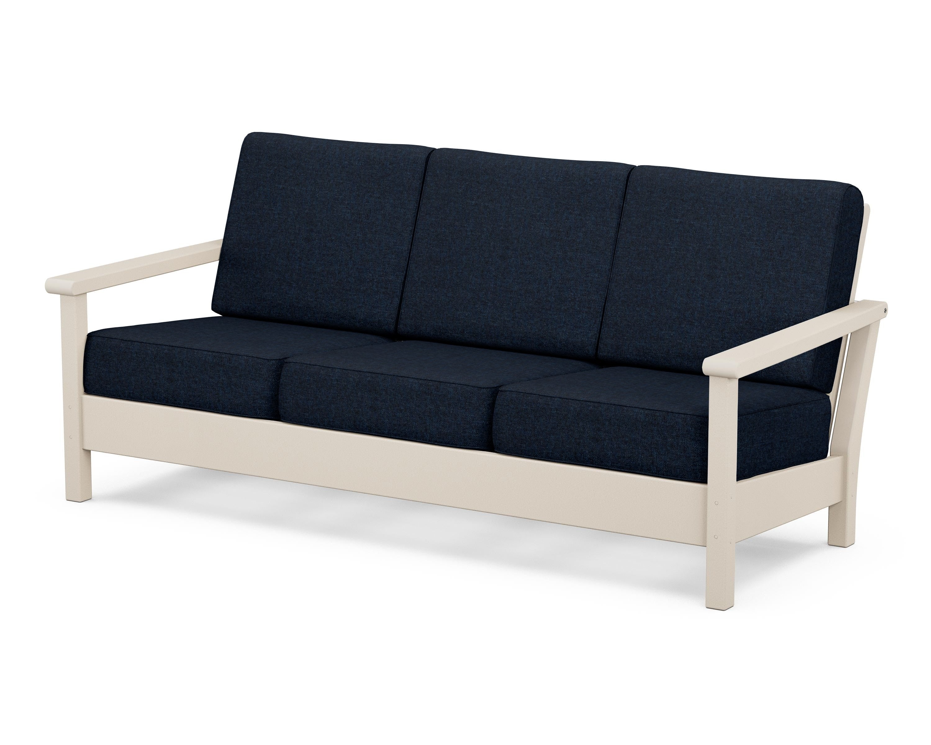 POLYWOOD® Harbour Deep Seating Sofa in Sand / Marine Indigo
