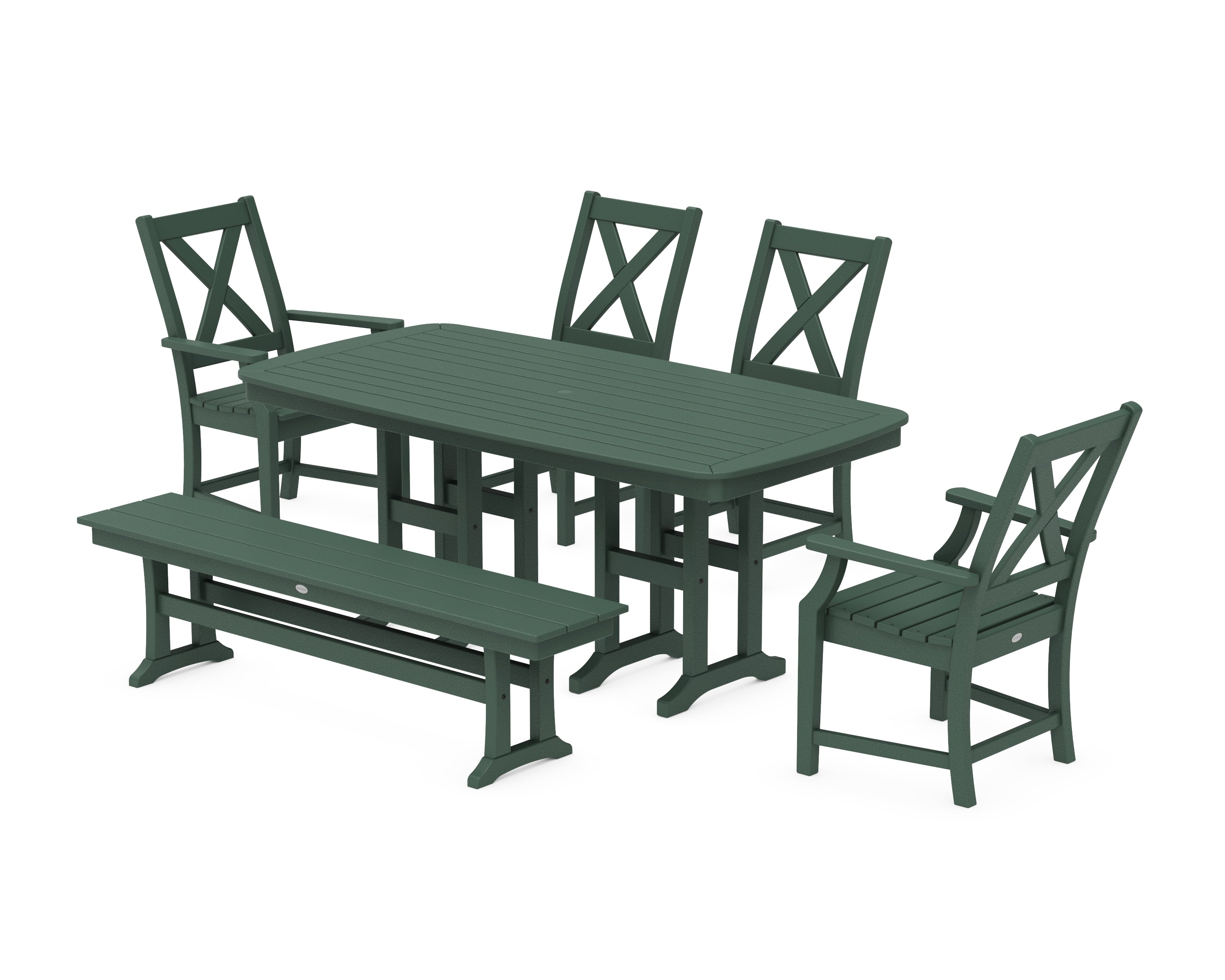 POLYWOOD® Braxton 6-Piece Dining Set with Bench in Green