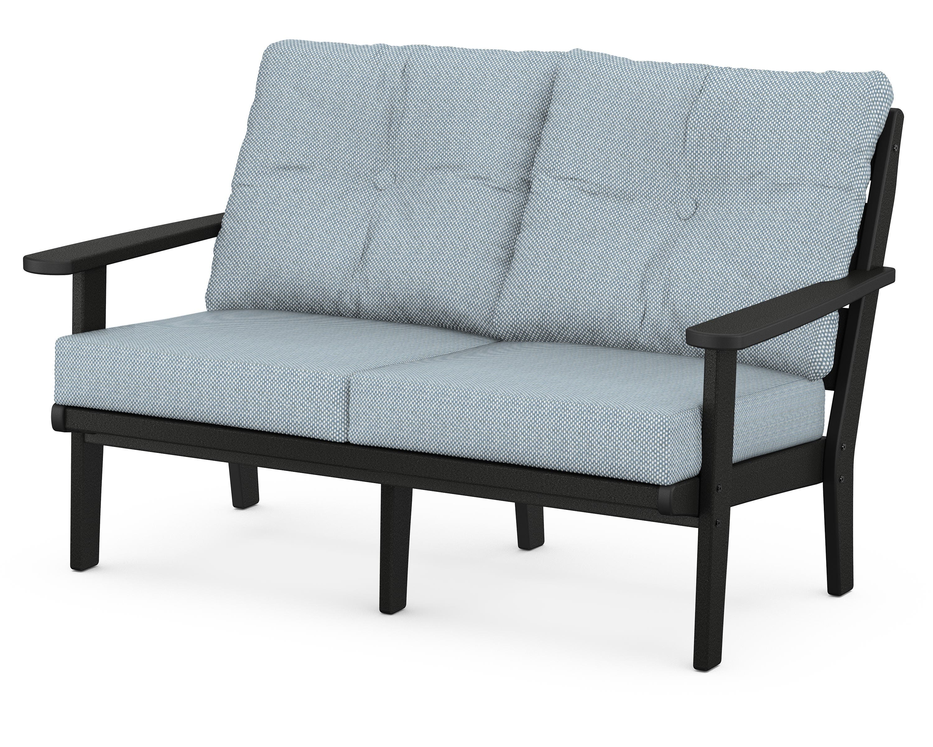POLYWOOD® Lakeside Deep Seating Loveseat in Black / Exhale Sky