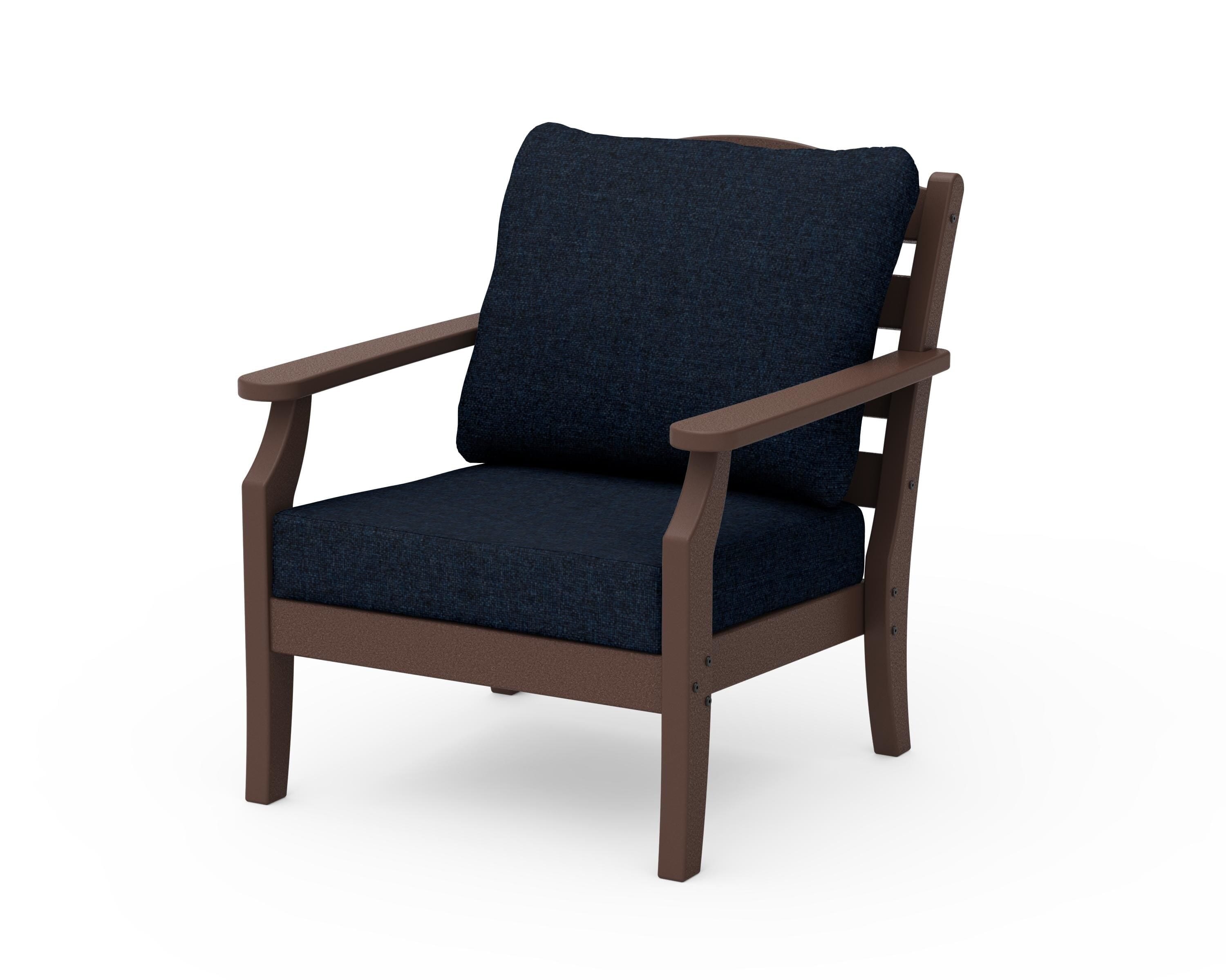Draper James™ by POLYWOOD® Savannah Deep Seating Chair in Mahogany / Marine Indigo