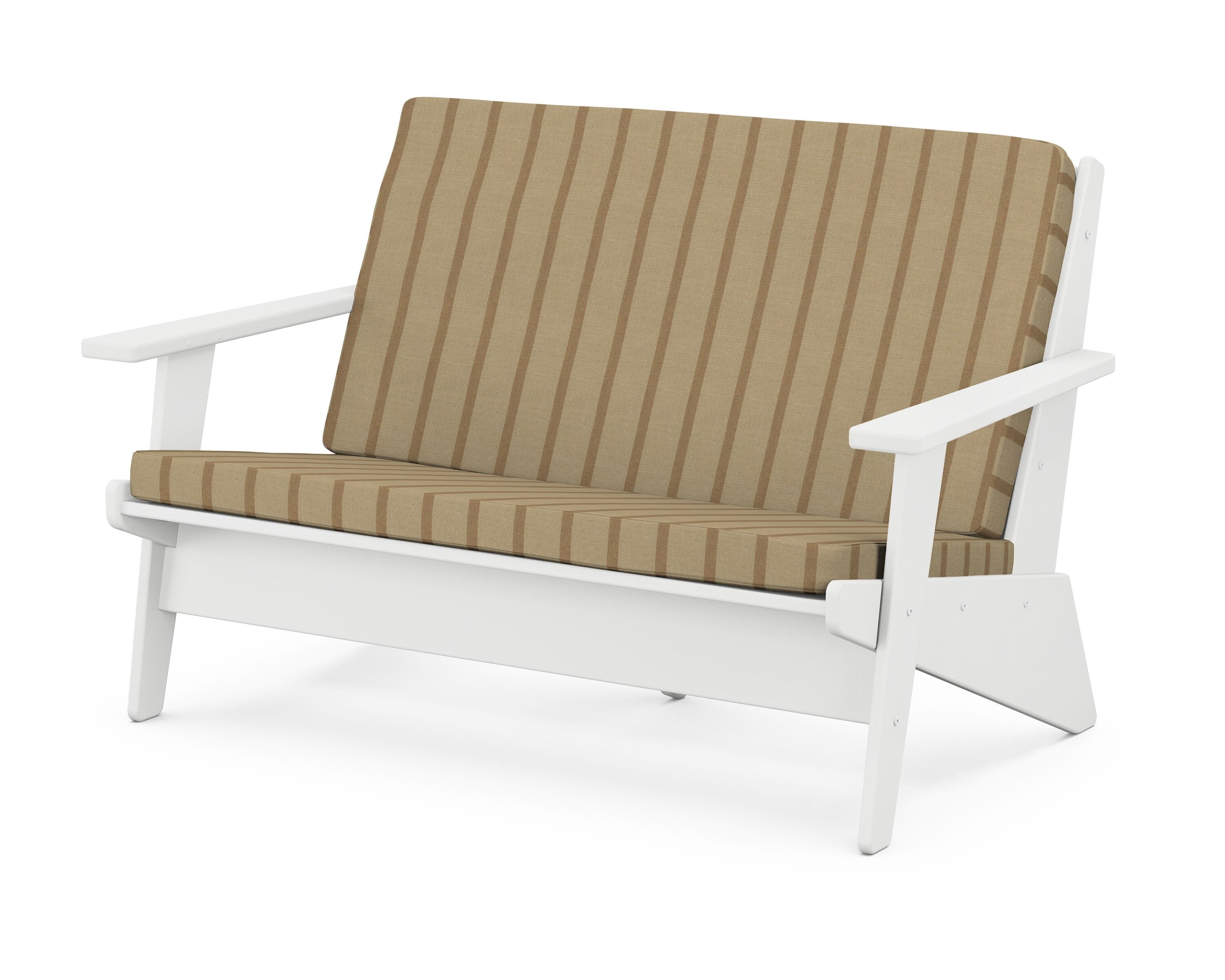 POLYWOOD® Riviera Modern Lounge Loveseat in White / Unwind Driftwood