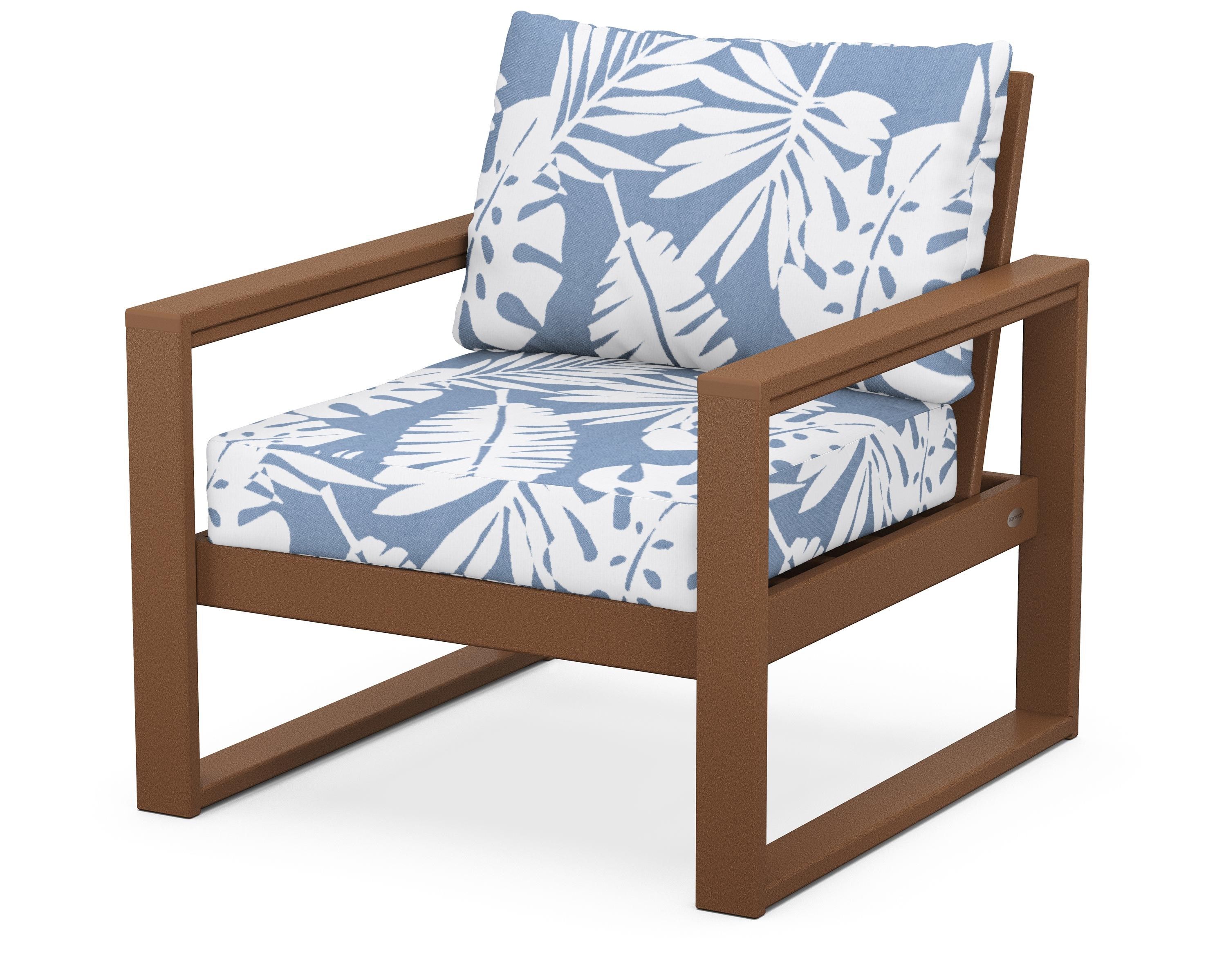 POLYWOOD® EDGE Club Chair in Teak / Leaf Sky Blue