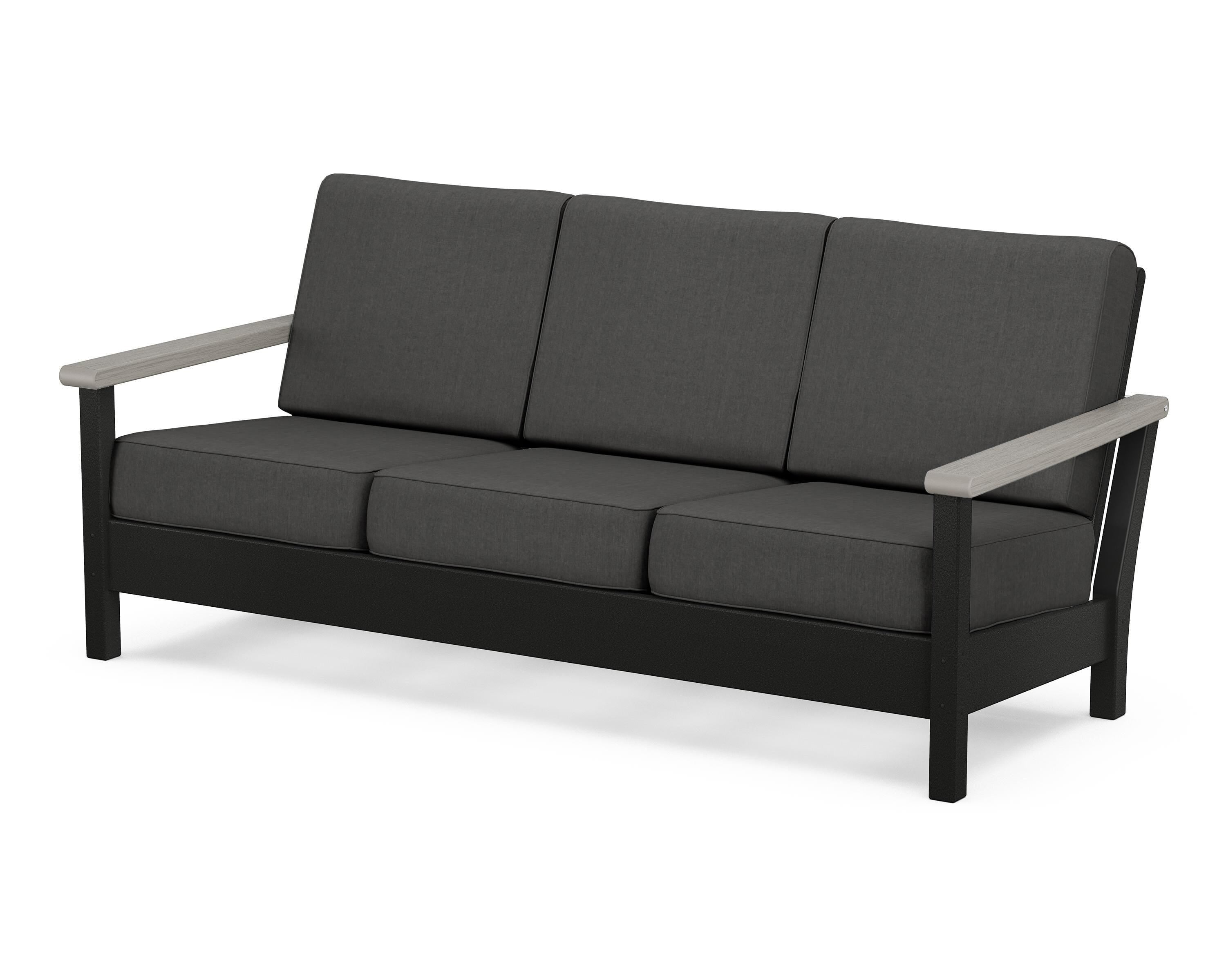 POLYWOOD® Harbour Deep Seating Sofa in Black / Driftwood / Spectrum Carbon