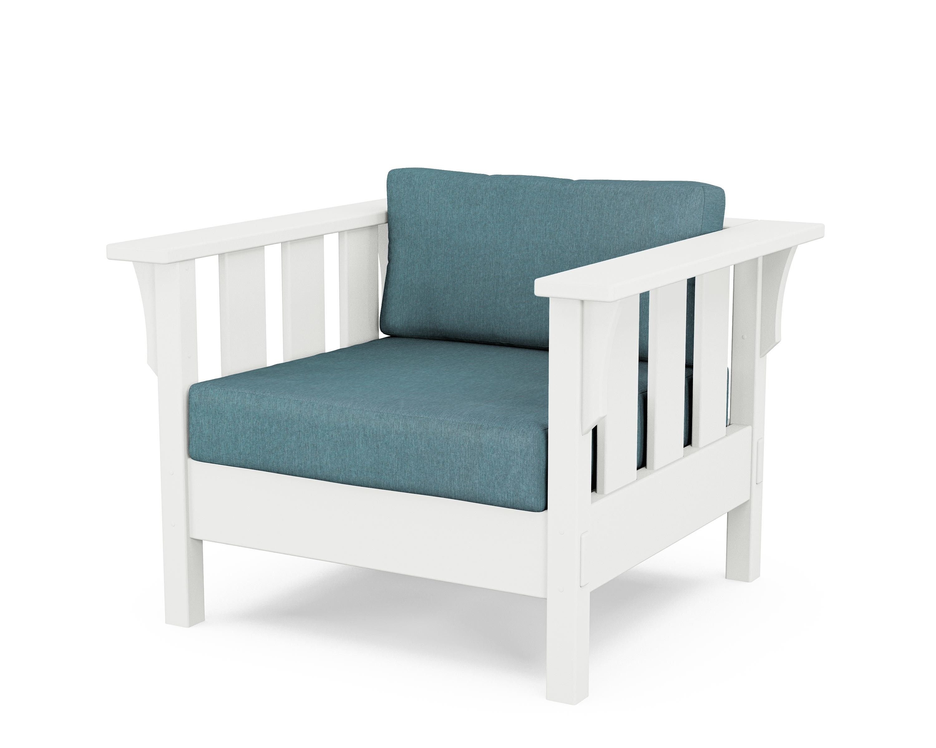 Martha Stewart by POLYWOOD® Acadia Deep Seating Chair in White / Ocean Teal