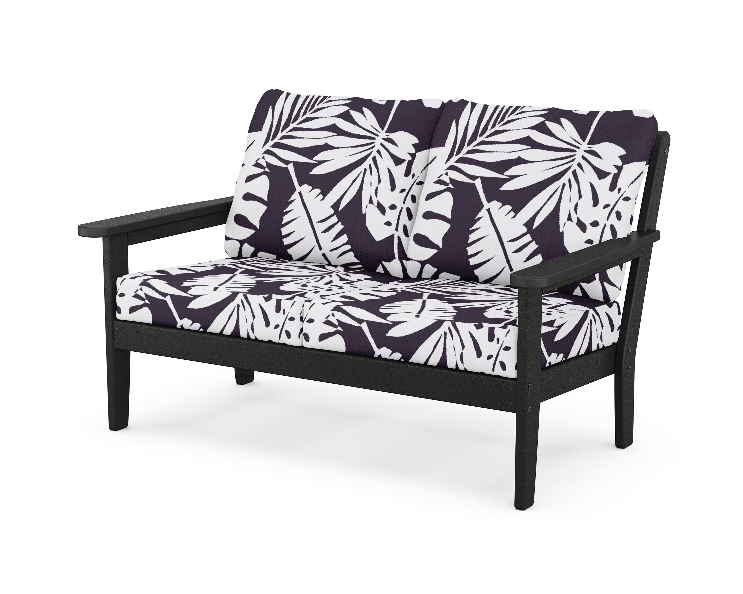 Country Living Cottage Deep Seating Loveseat in Black / Leaf Navy