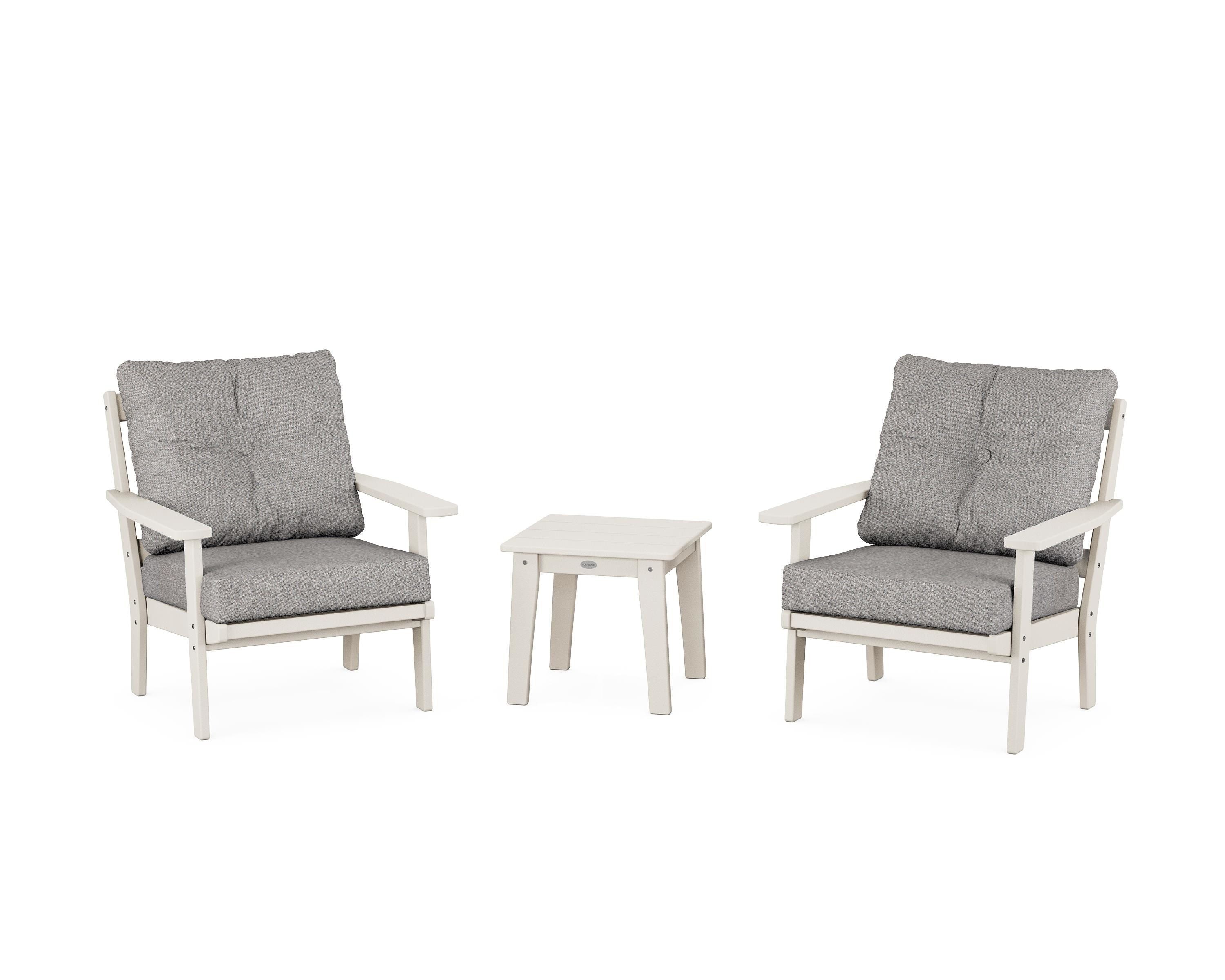 POLYWOOD® Oxford 3-Piece Deep Seating Set in Sand / Grey Mist