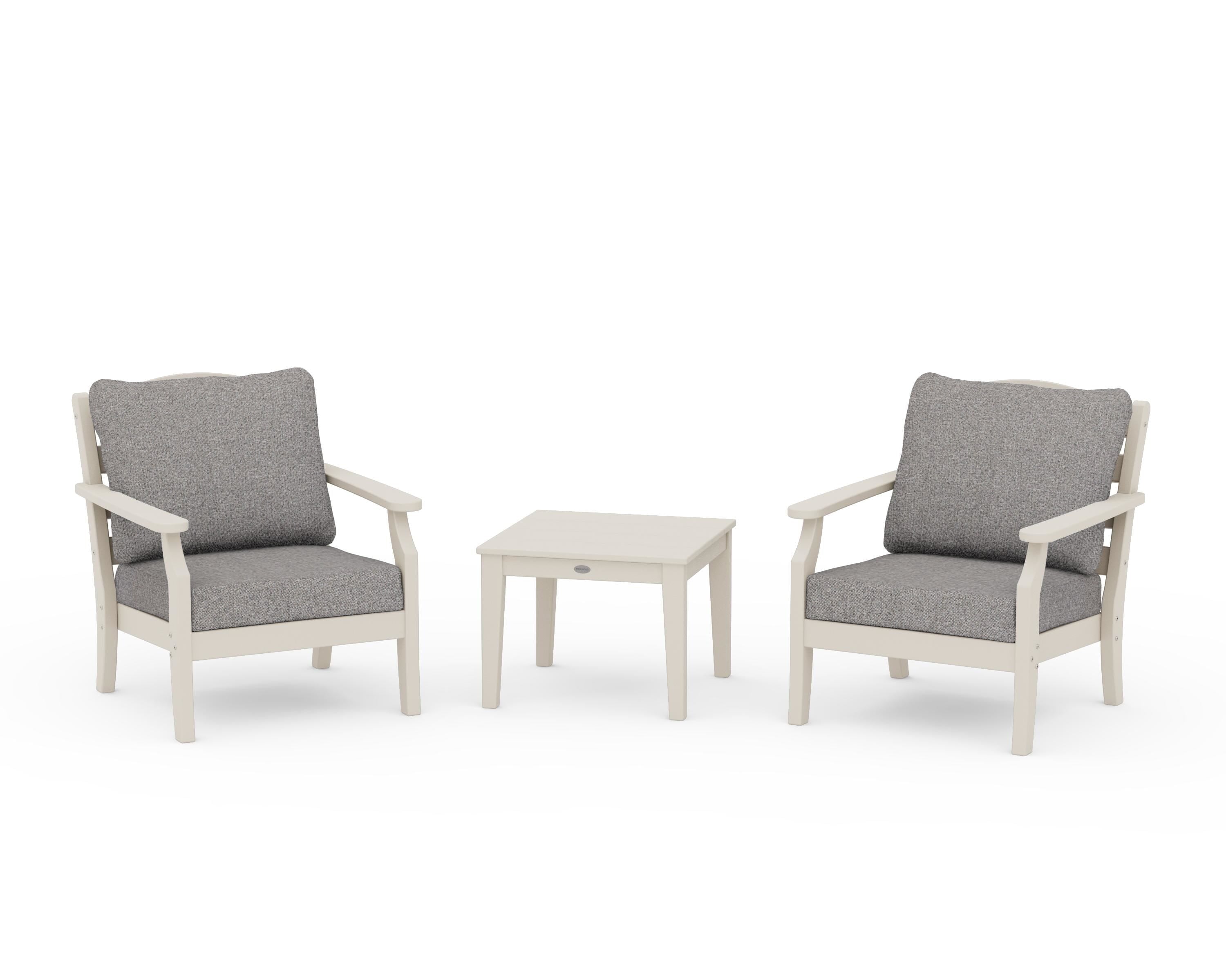 Draper James™ by POLYWOOD® Savannah 3-Piece Deep Seating Set in Sand / Grey Mist