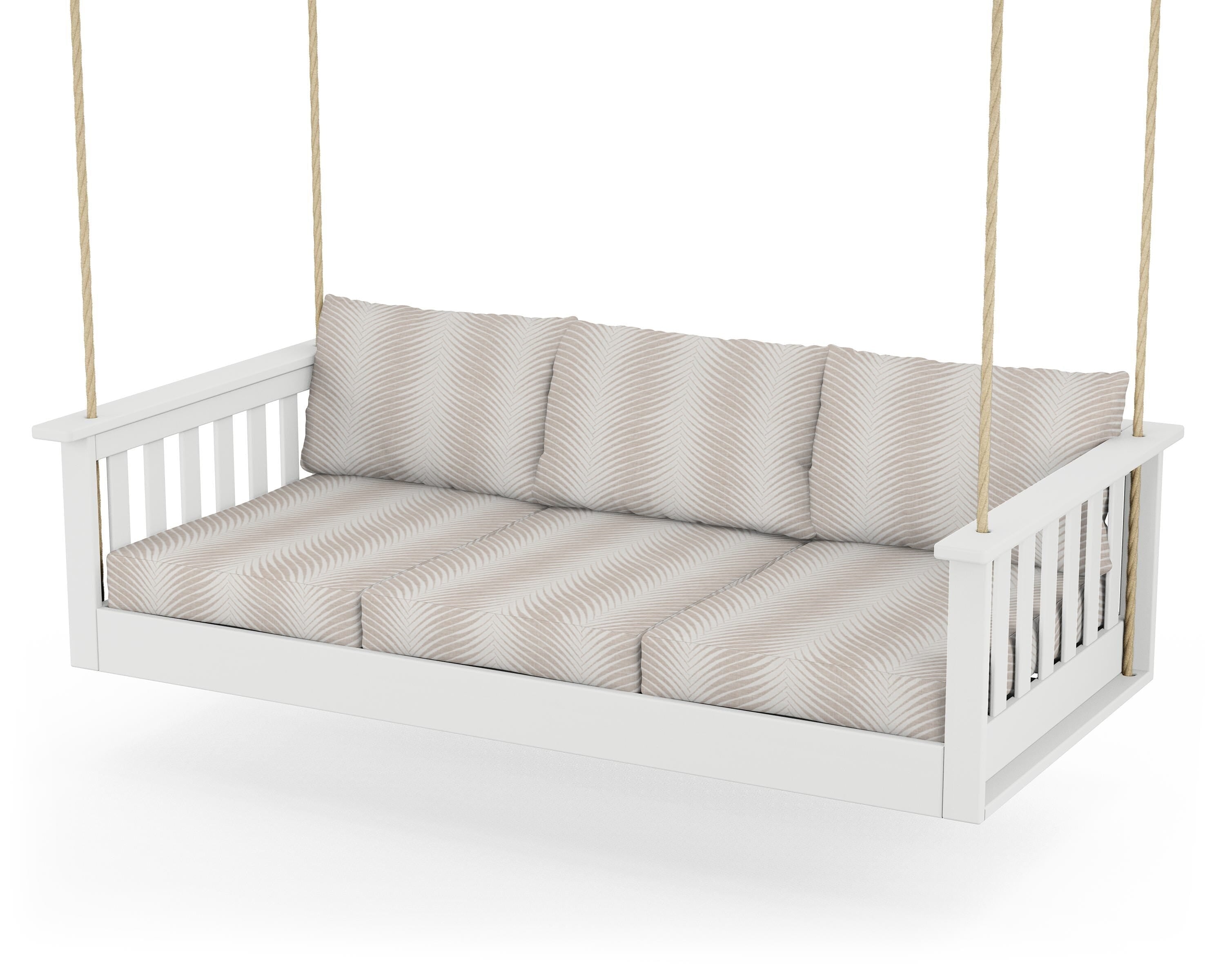 POLYWOOD® Vineyard Daybed Swing in White / Clock Out Cloud