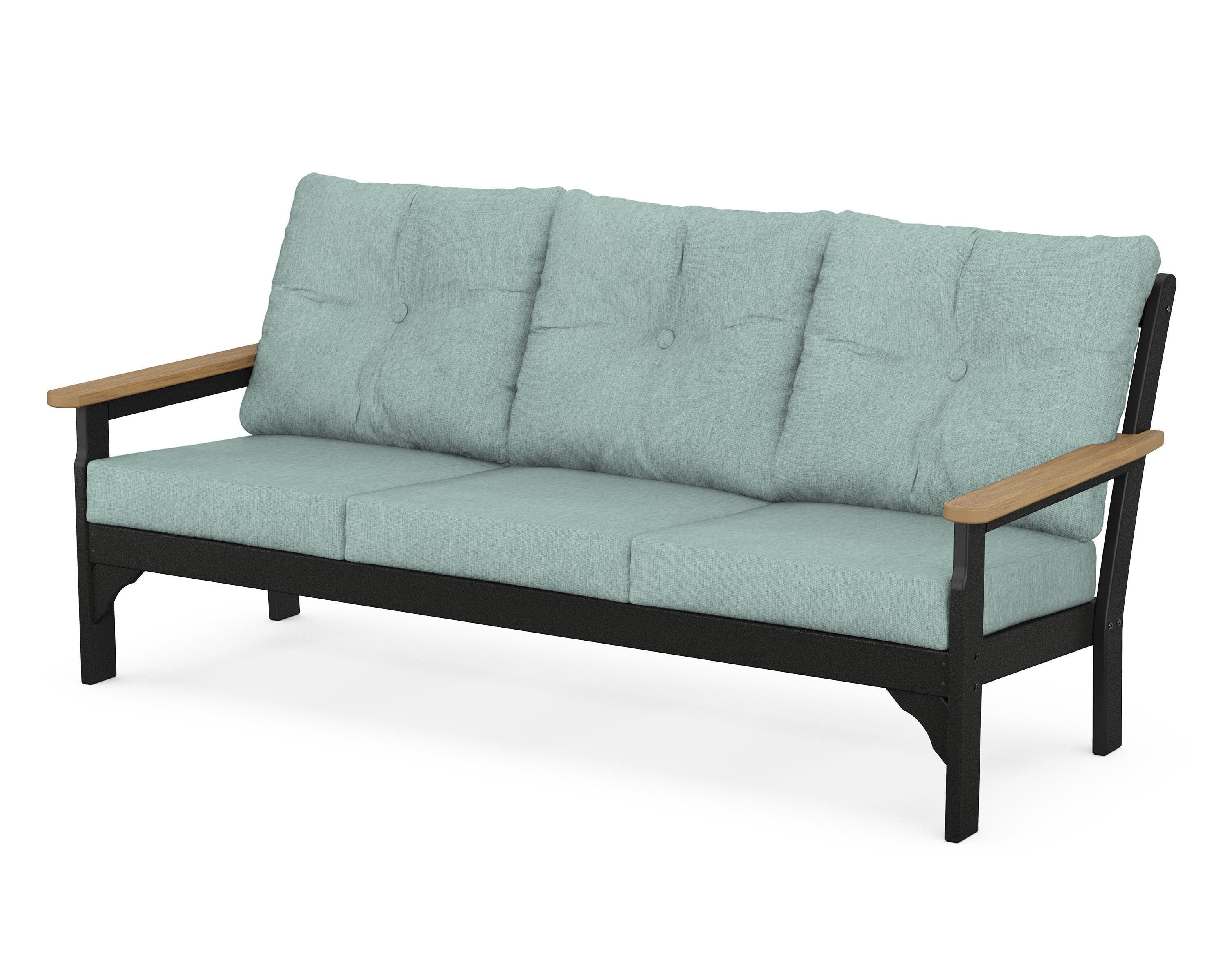 POLYWOOD® Vineyard Deep Seating Sofa in Black / Natural / Glacier Spa