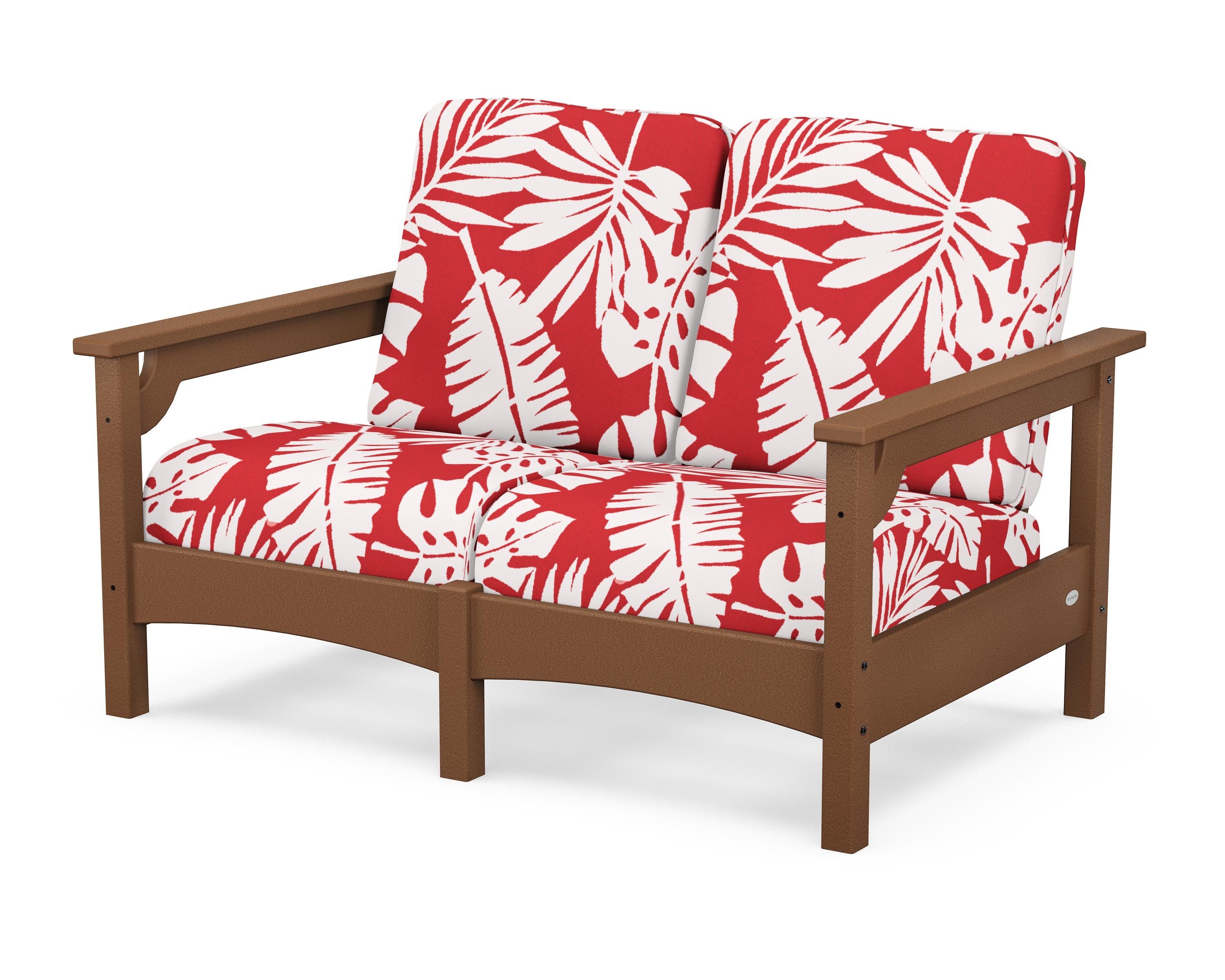 POLYWOOD® Club Loveseat in Teak / Leaf Crimson