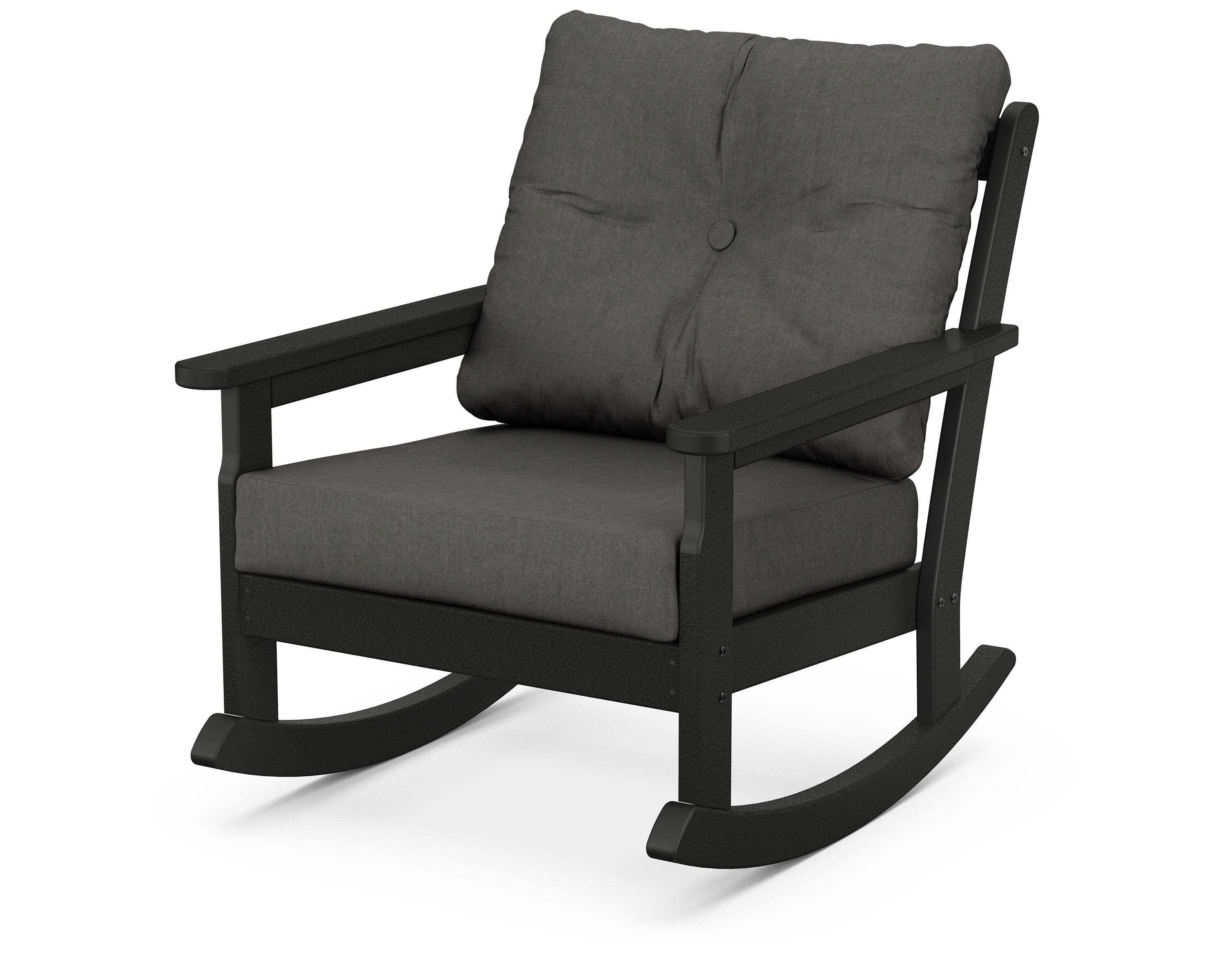 POLYWOOD® Vineyard Deep Seating Rocking Chair in Black / Spectrum Carbon