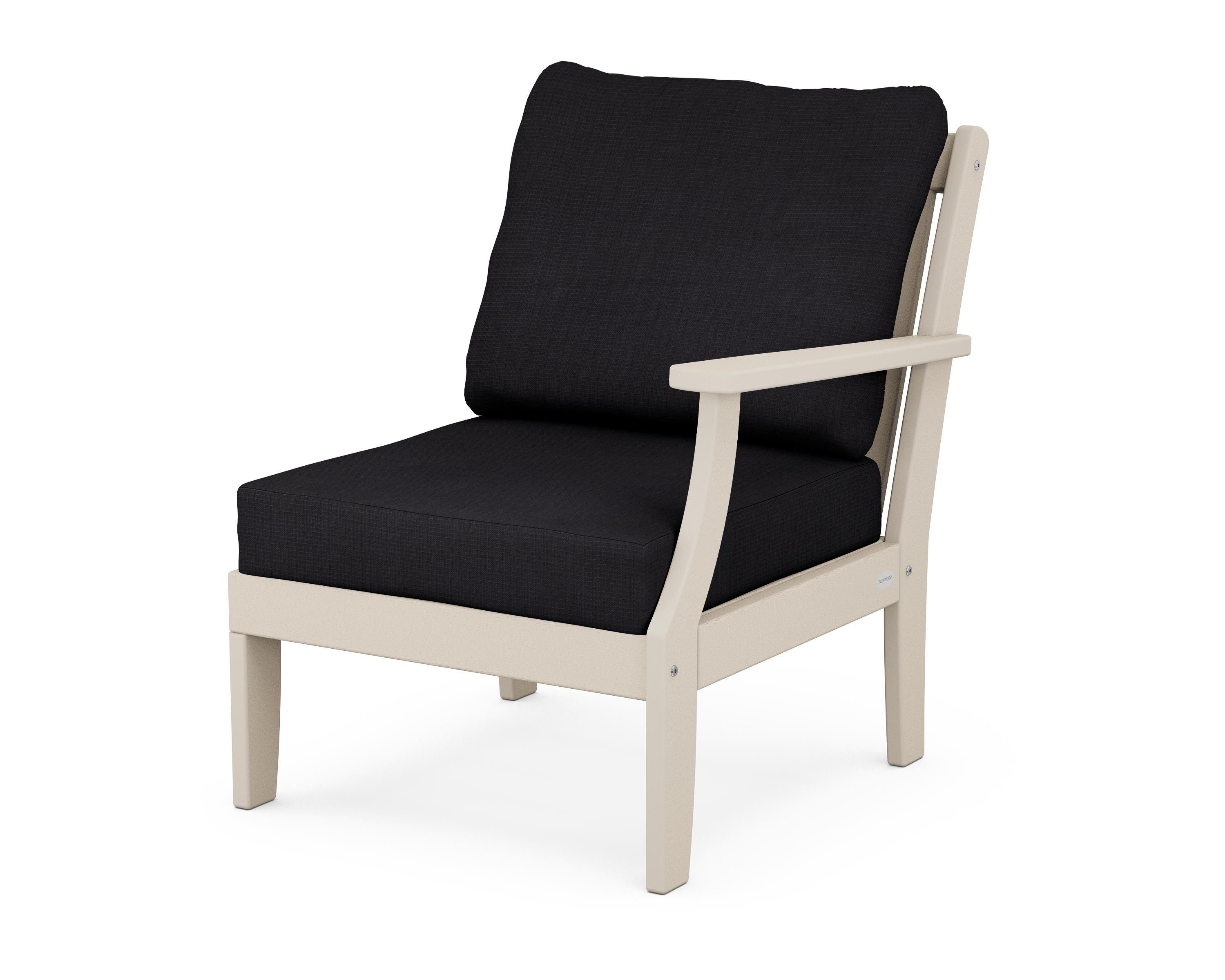 POLYWOOD® Braxton Modular Right Arm Chair in Sand / Midnight Linen
