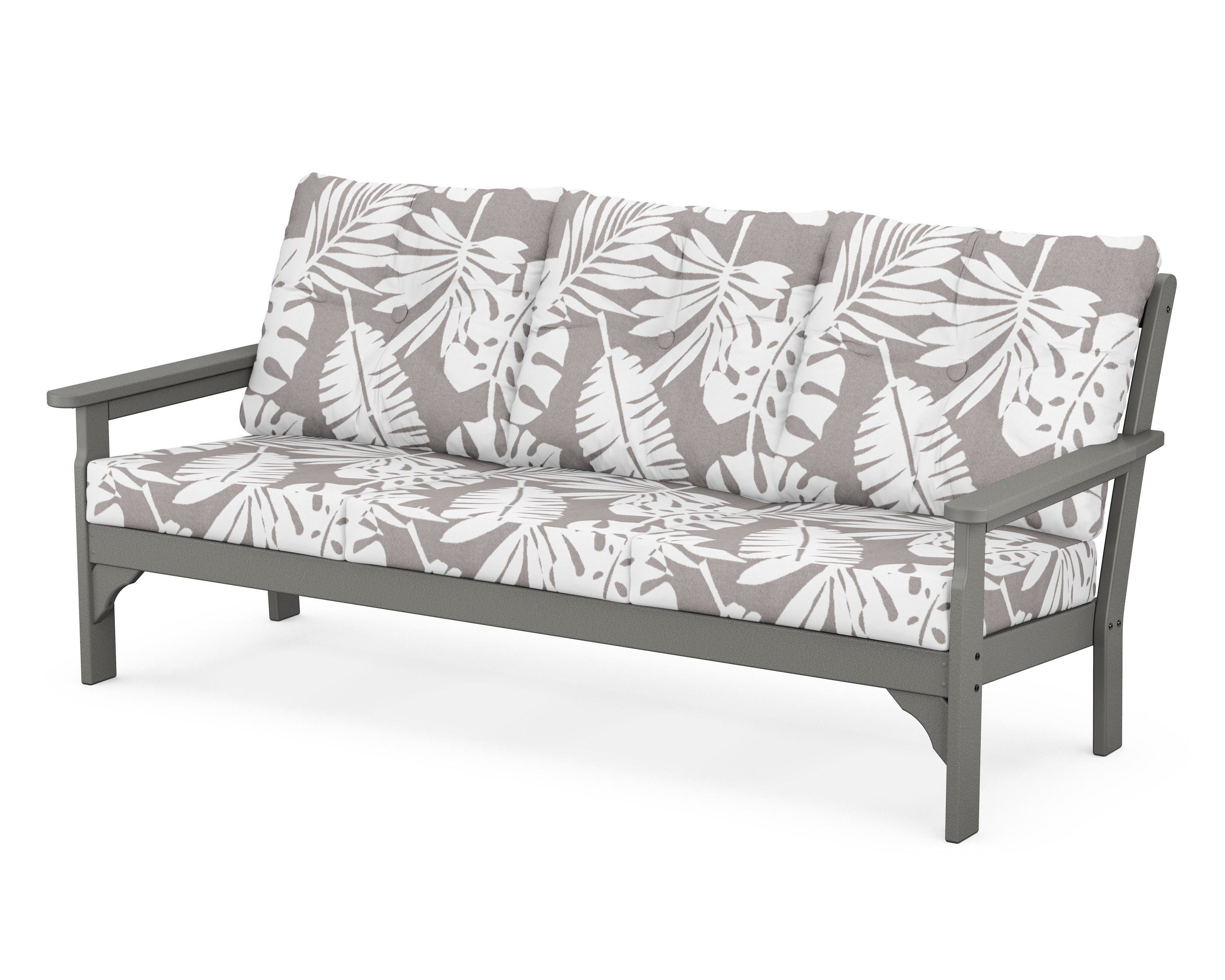 POLYWOOD® Vineyard Deep Seating Sofa in Slate Grey / Leaf Grey Mist
