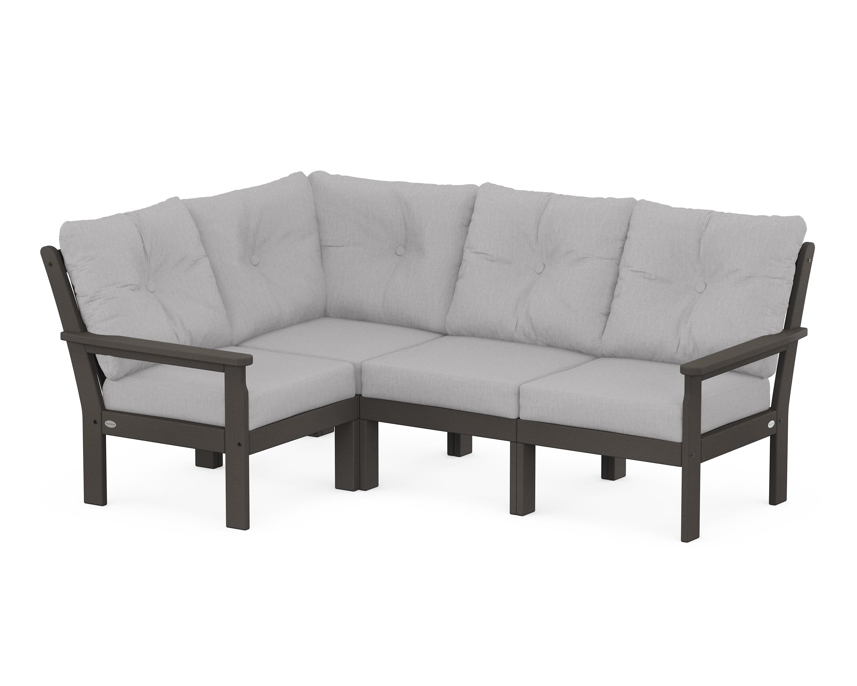 POLYWOOD® Vineyard 4-Piece Sectional in Vintage Coffee / Granite