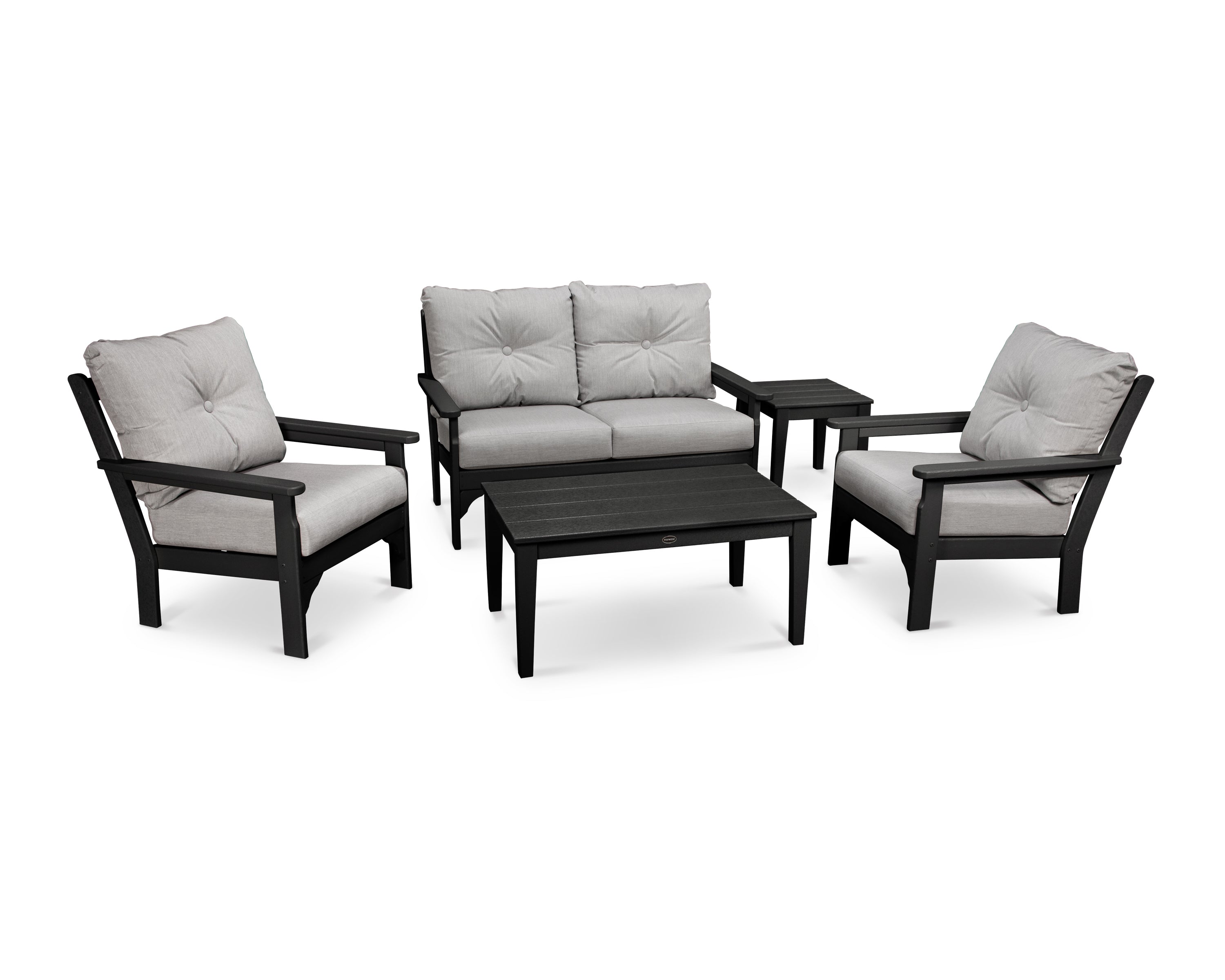 POLYWOOD® Vineyard 5-Piece Deep Seating Set in Black / Granite