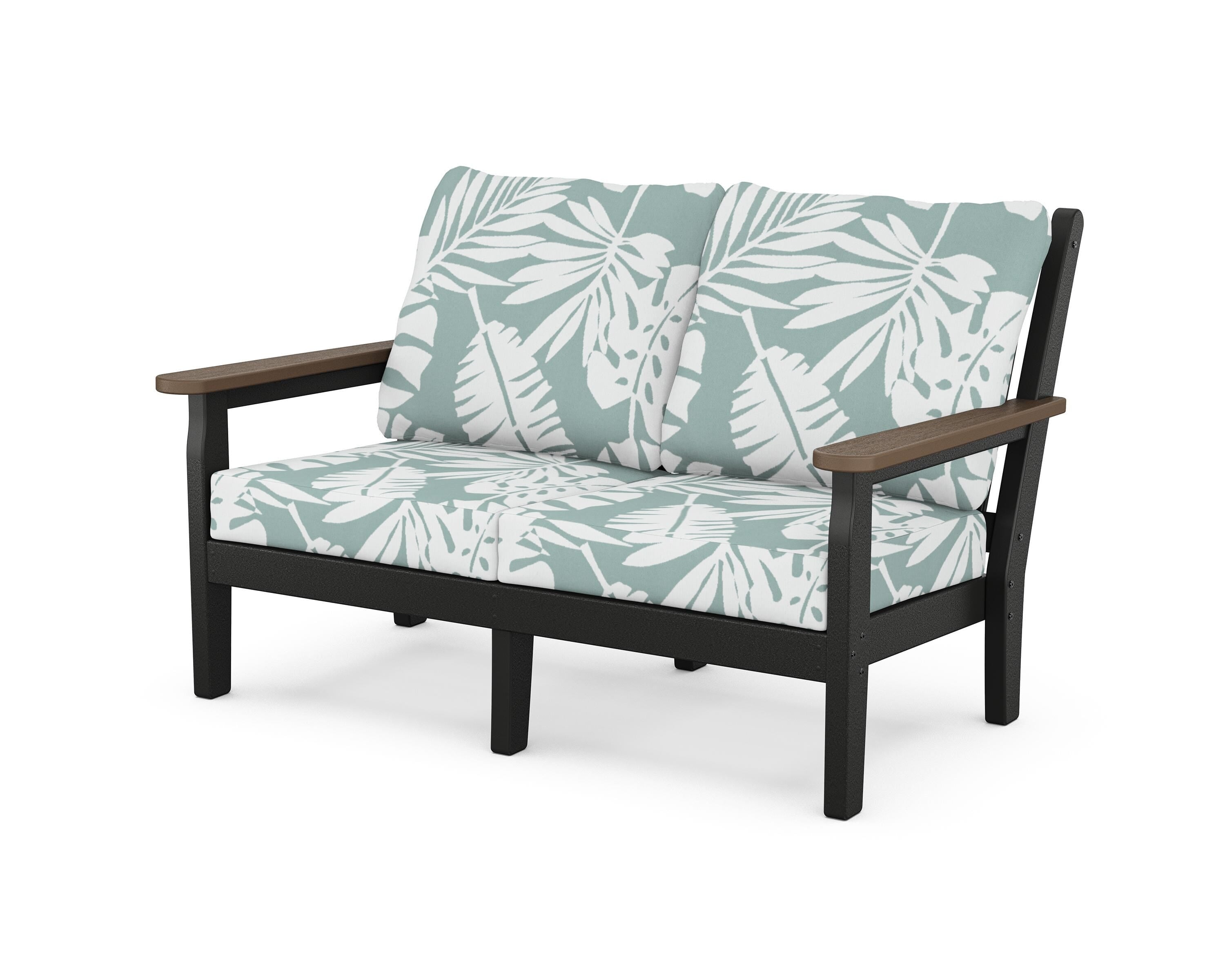 POLYWOOD® Chippendale Deep Seating Loveseat in Black / Kona / Leaf Glacier Spa
