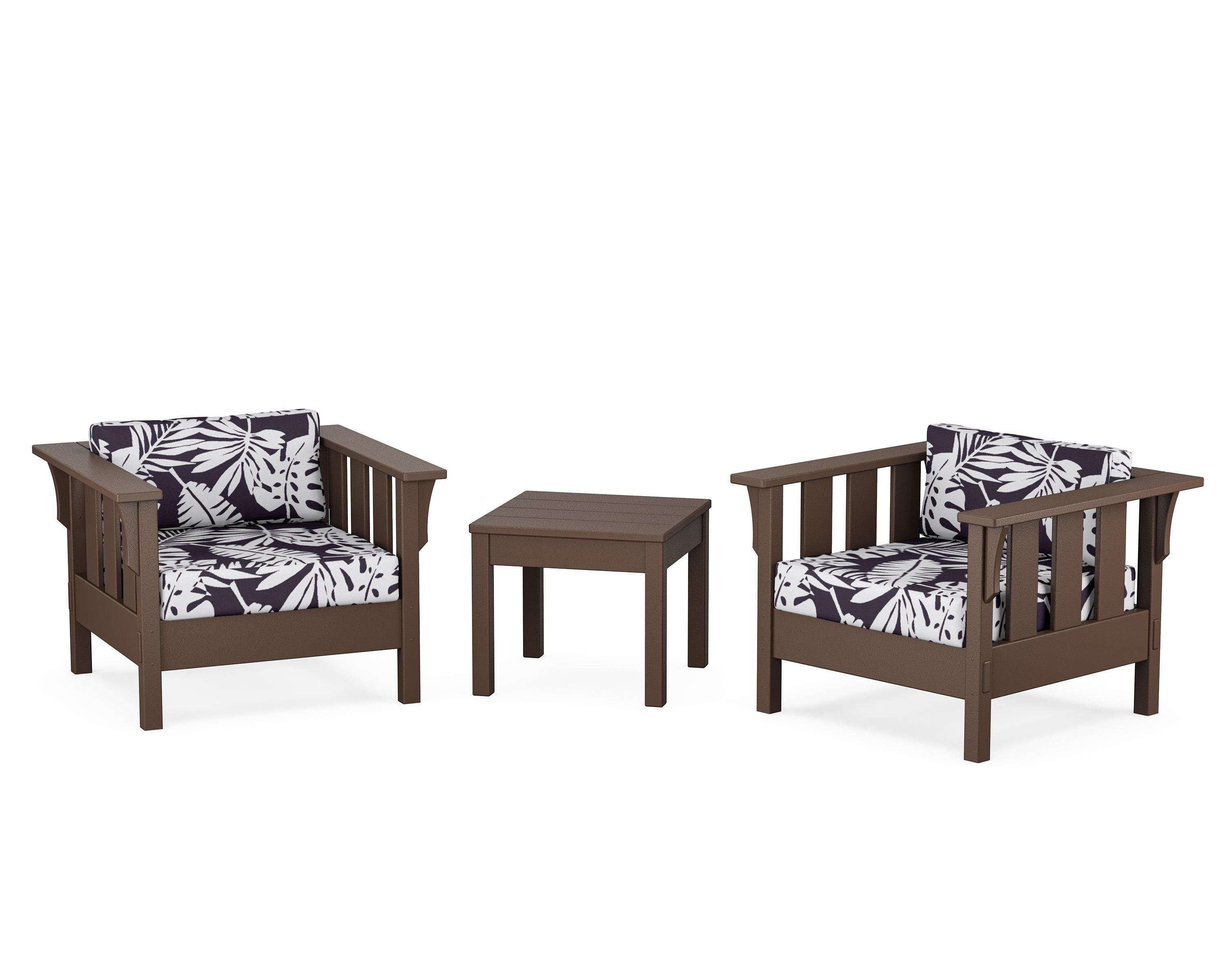 Martha Stewart by POLYWOOD® Acadia 3-Piece Deep Seating Set in Mahogany / Leaf Navy