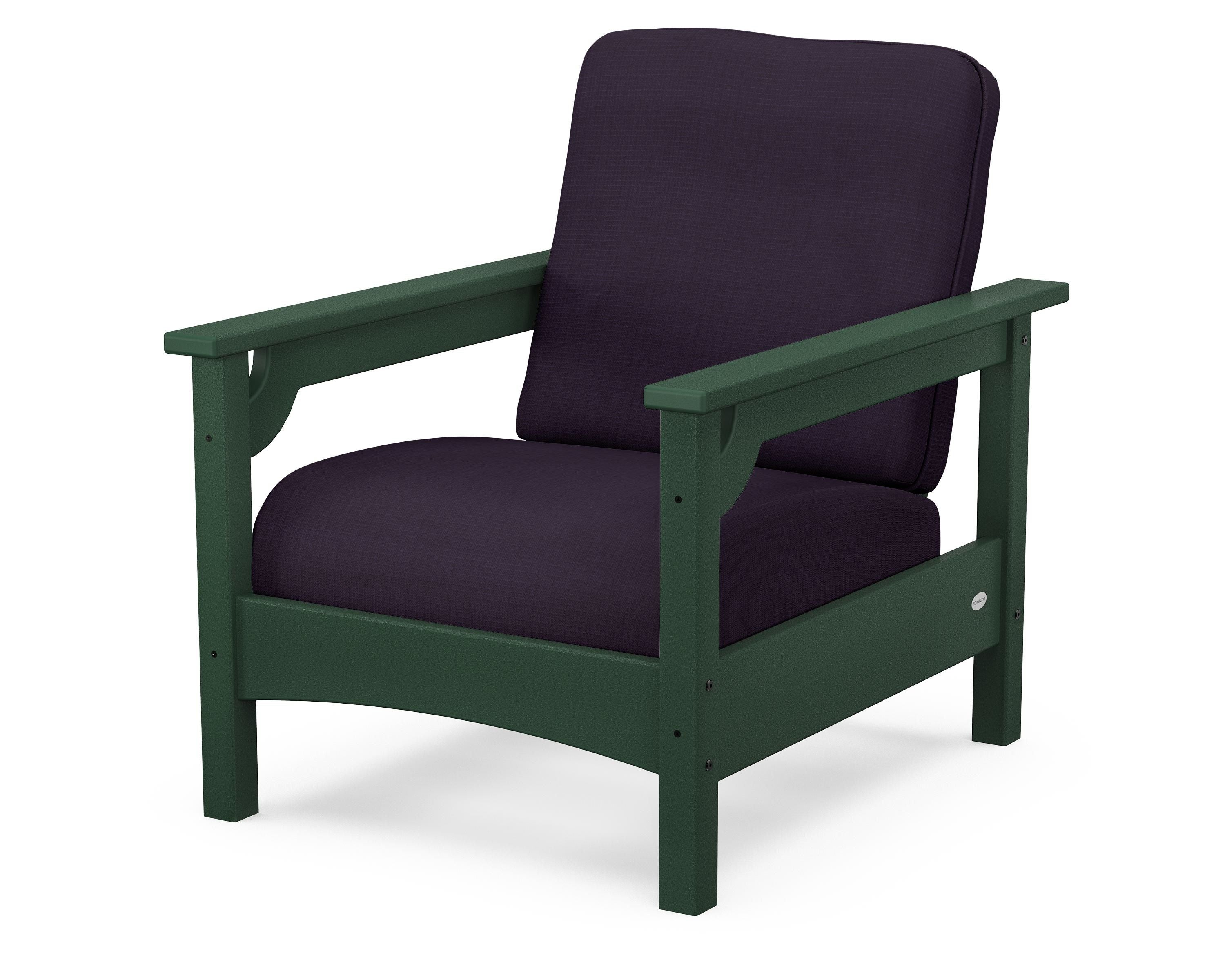 POLYWOOD® Club Chair in Green / Navy Linen