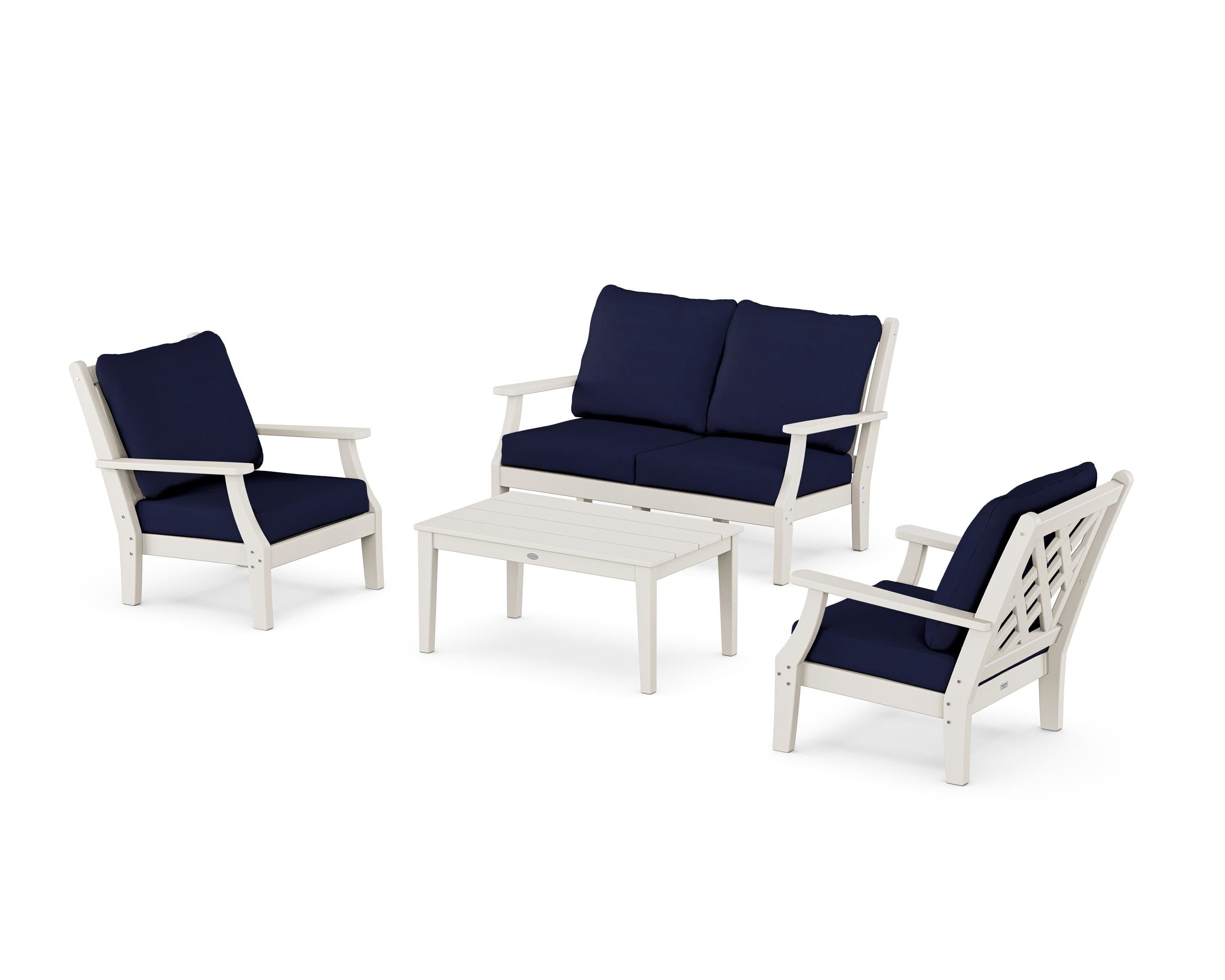Country Living Wovendale 4-Piece Deep Seating Set with Loveseat in Sand / Navy