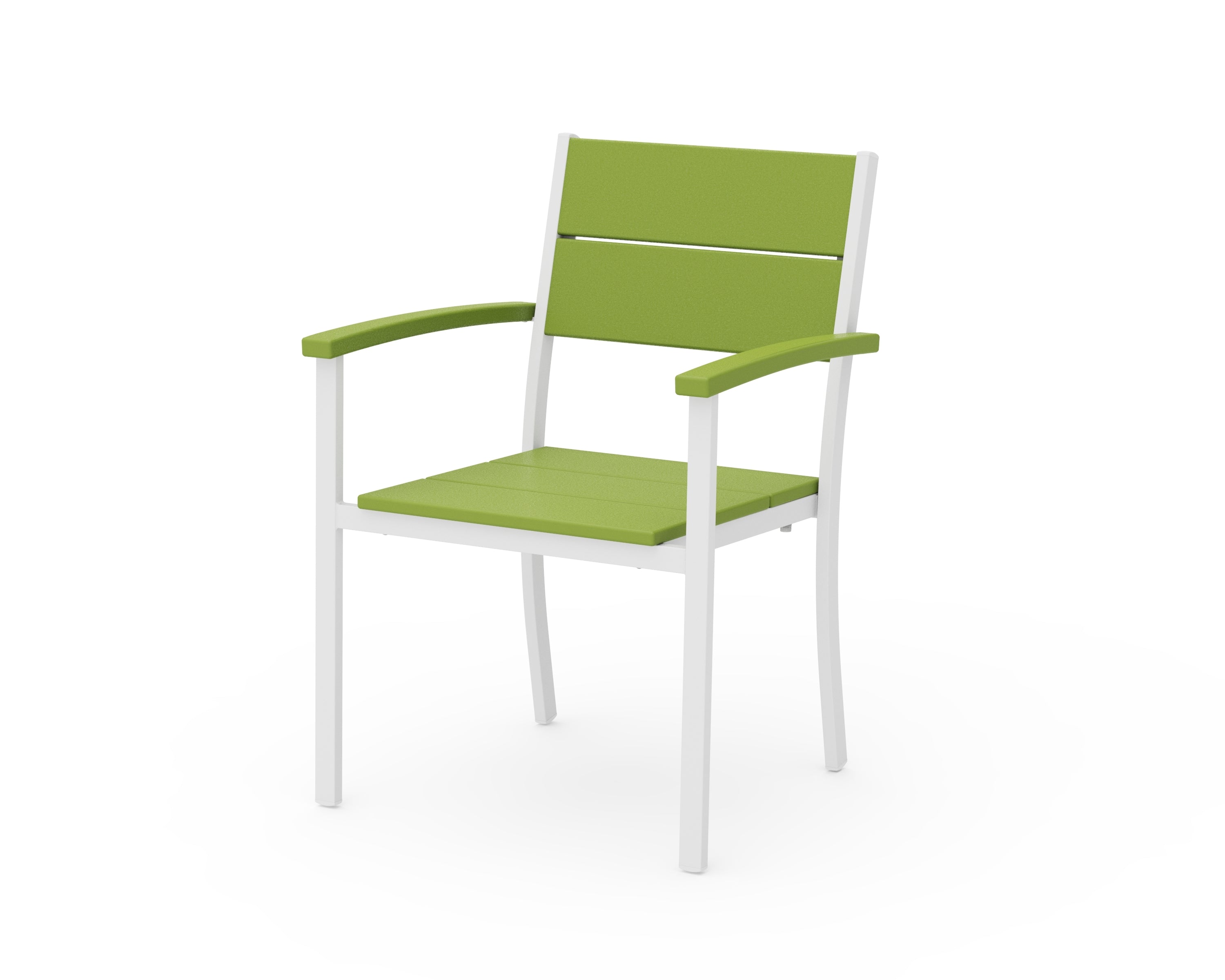 POLYWOOD® Main Street Stacking Dining Arm Chair in White / Lime