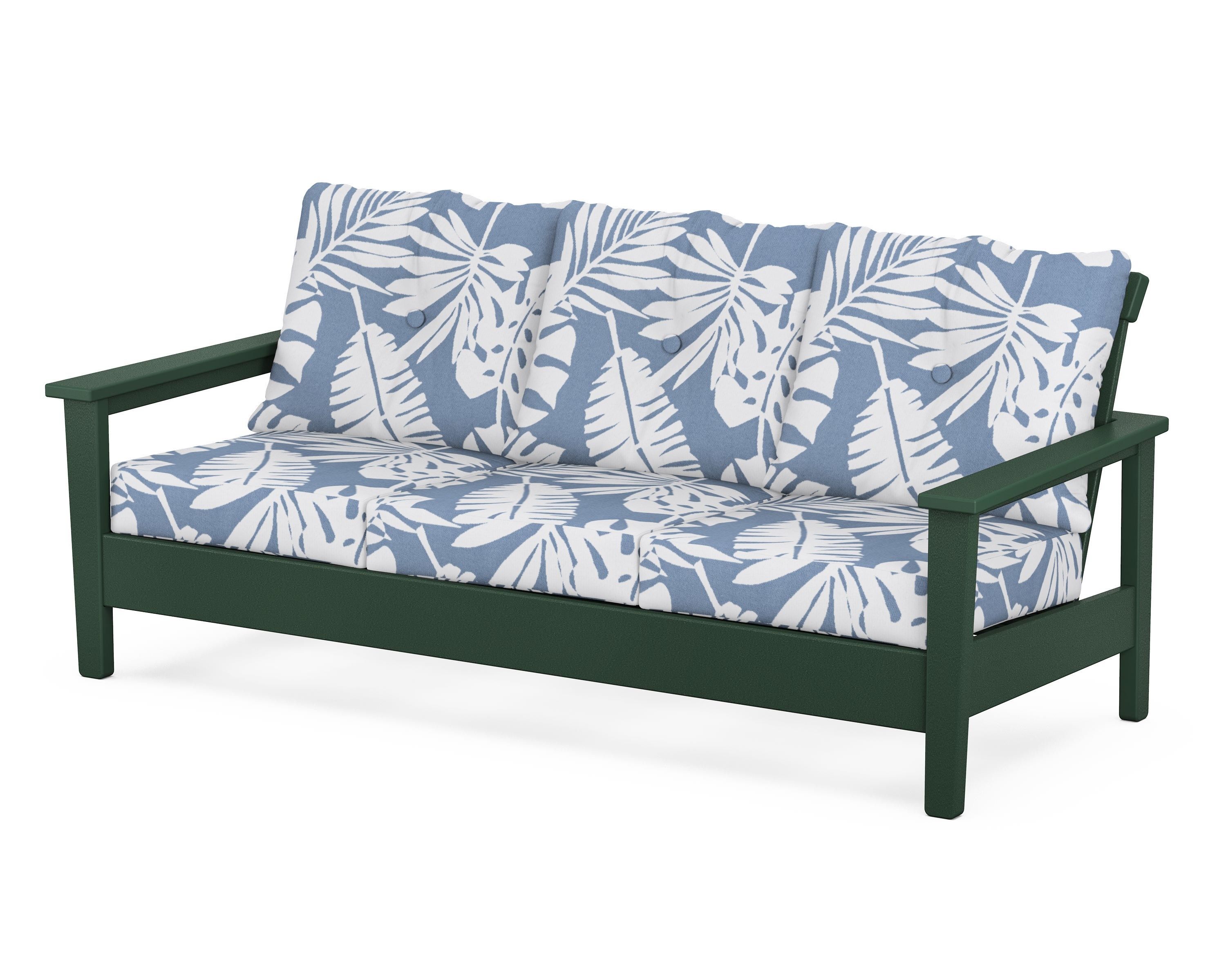 POLYWOOD® Prescott Deep Seating Sofa in Green / Leaf Sky Blue