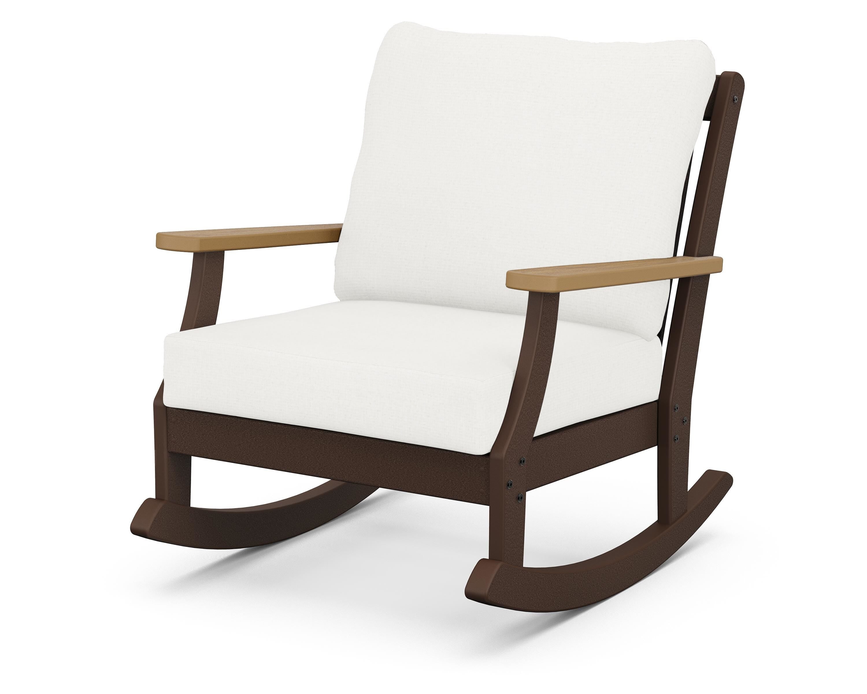 POLYWOOD® Braxton Deep Seating Rocking Chair in Mahogany / Natural / Natural Linen